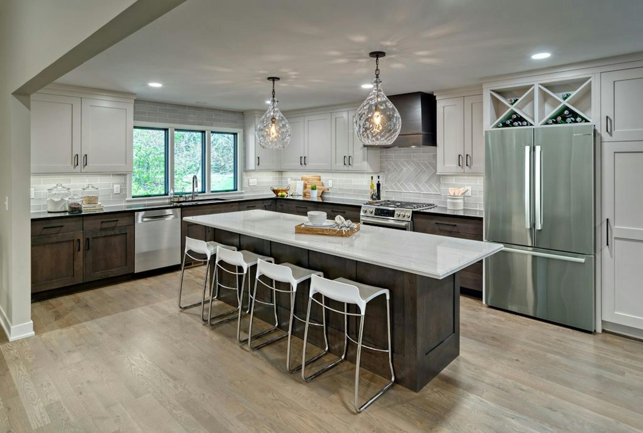 The new kitchen is light, bright and open.