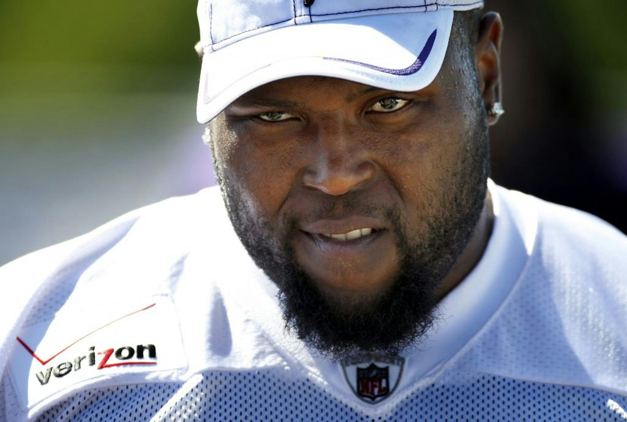 Minnesota Vikings offensive lineman Anthony Herrera (64) walked off the field at the end of practice on Wednesday morning.