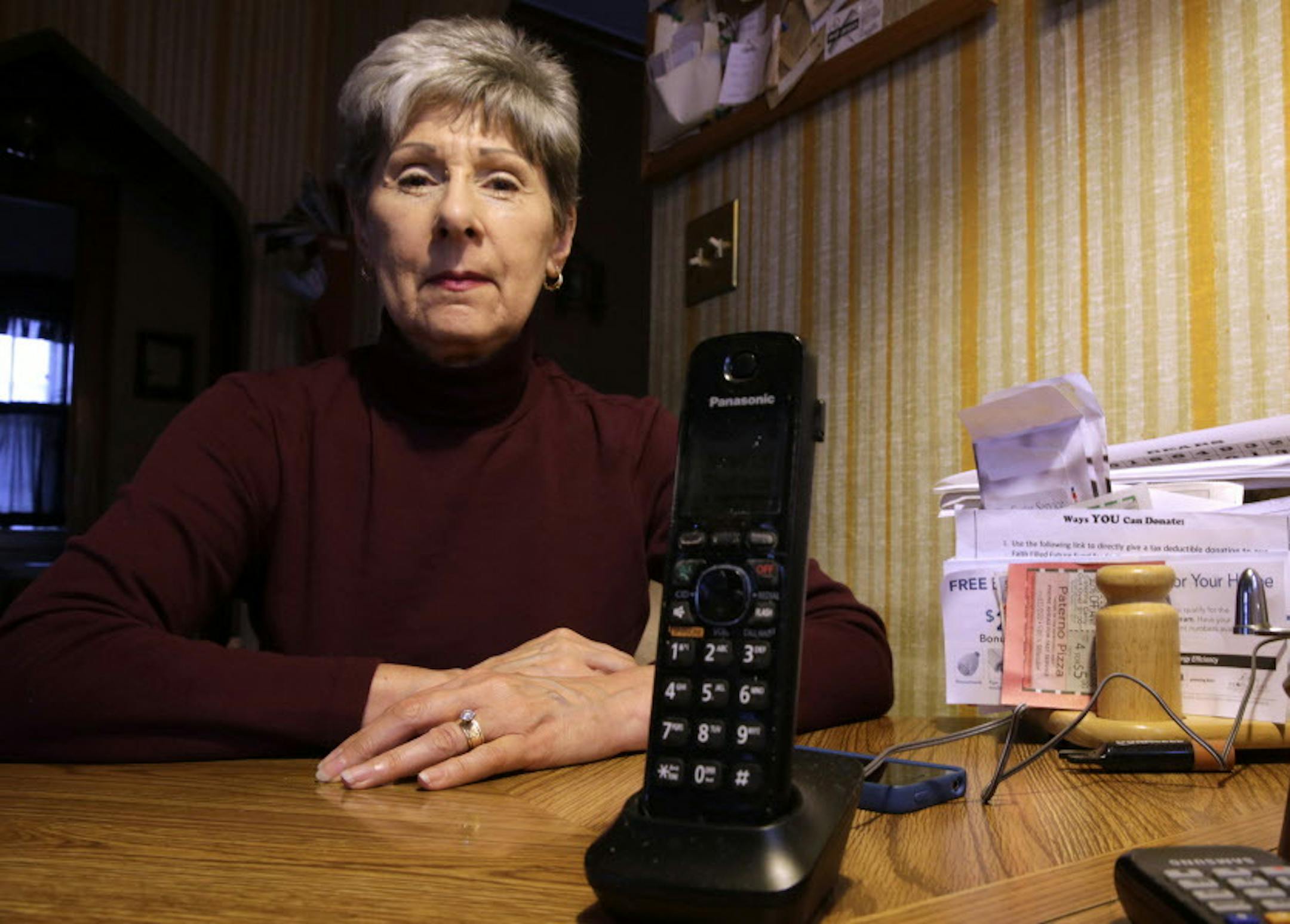 Mary Teister, 72, would like to keep her landline phone. Her husband needs it for his pacemaker, and she says she always knows where her phone is in an emergency. (Michael Tercha/Chicago Tribune/TNS) ORG XMIT: 1161536