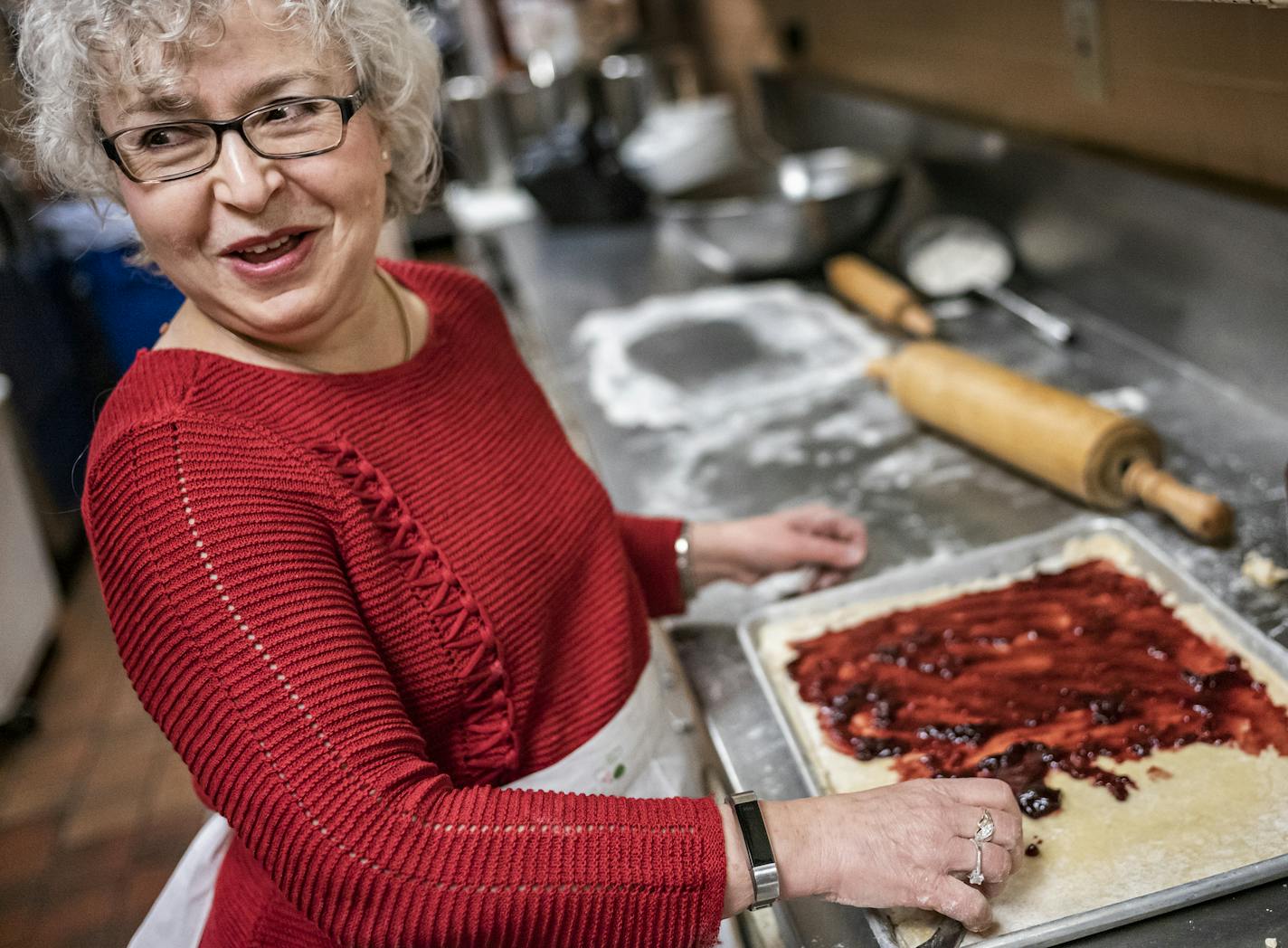 Eva Moreimi, in the kitchen of Beth El Synagogue, prepared a recipe for Monday's remembrance.