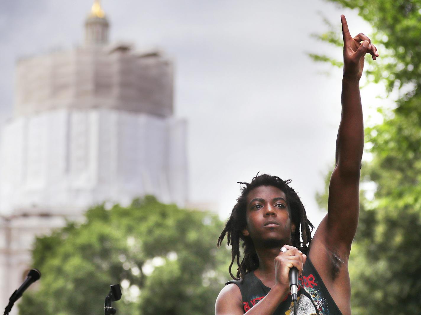 deM atlaS performs during a concert on the lawn at the Capitol in St. Paul. ] (Leila Navidi/Star Tribune) leila.navidi@startribune.com BACKGROUND INFORMATION: A free concert and community gathering event on the lawn of the Capitol in St. Paul on Sunday, July 10, 2016. ORG XMIT: MIN1607101744410028