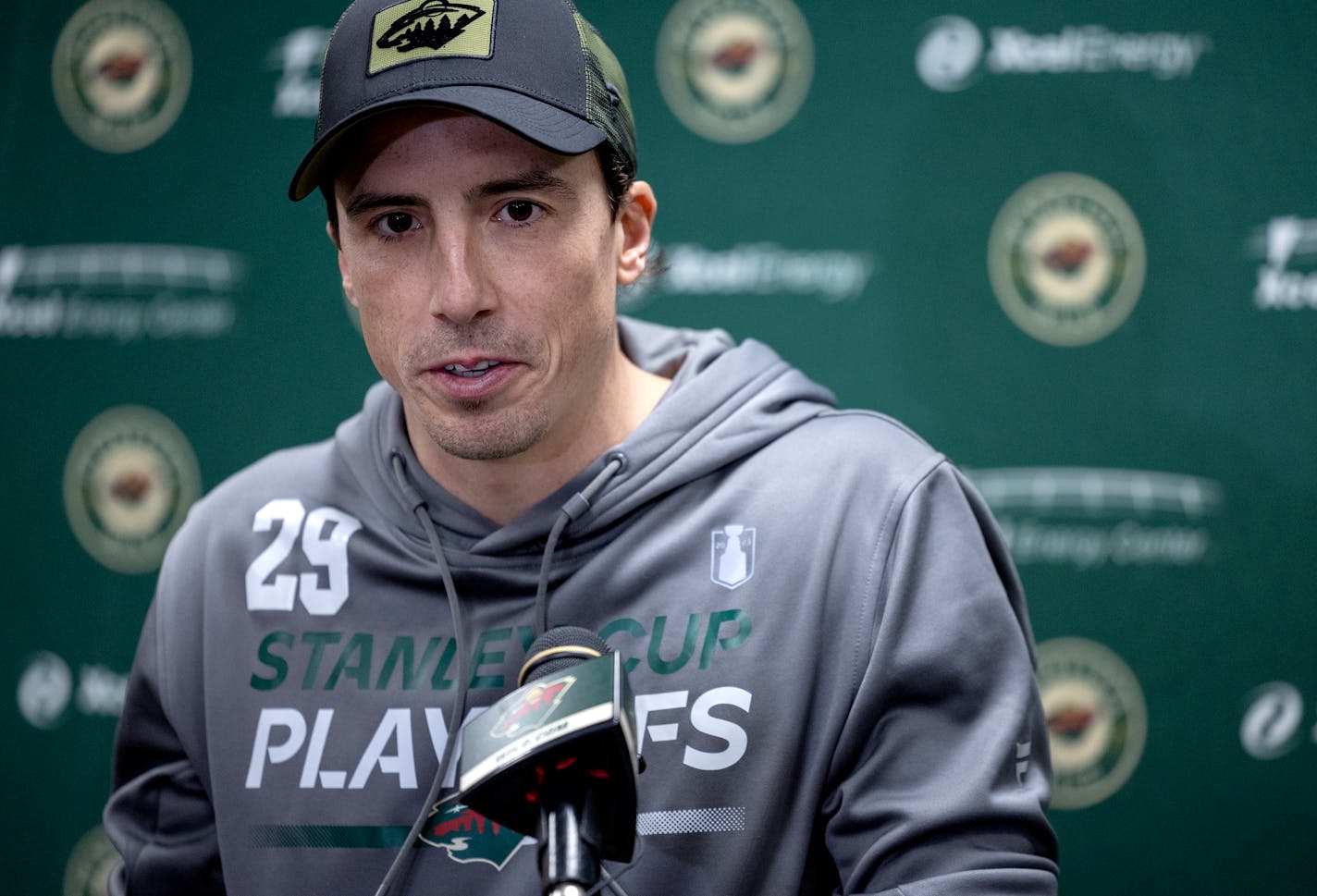 Marc Andre Fleury of the Minnesota Wild during an end of season press conference Monday, May 1, 2023, at Xcel Energy Center in St. Paul, Minn. ] CARLOS GONZALEZ • carlos.gonzalez@startribune.com.