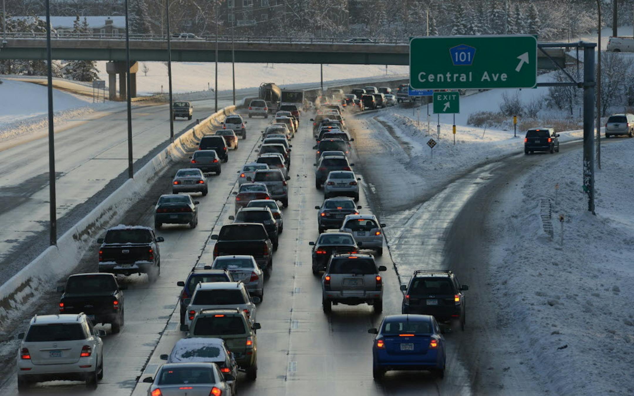 Dec. 11, 2013: Traffic was backed up on I-394 at Hwy. 101 in the eastbound lane.