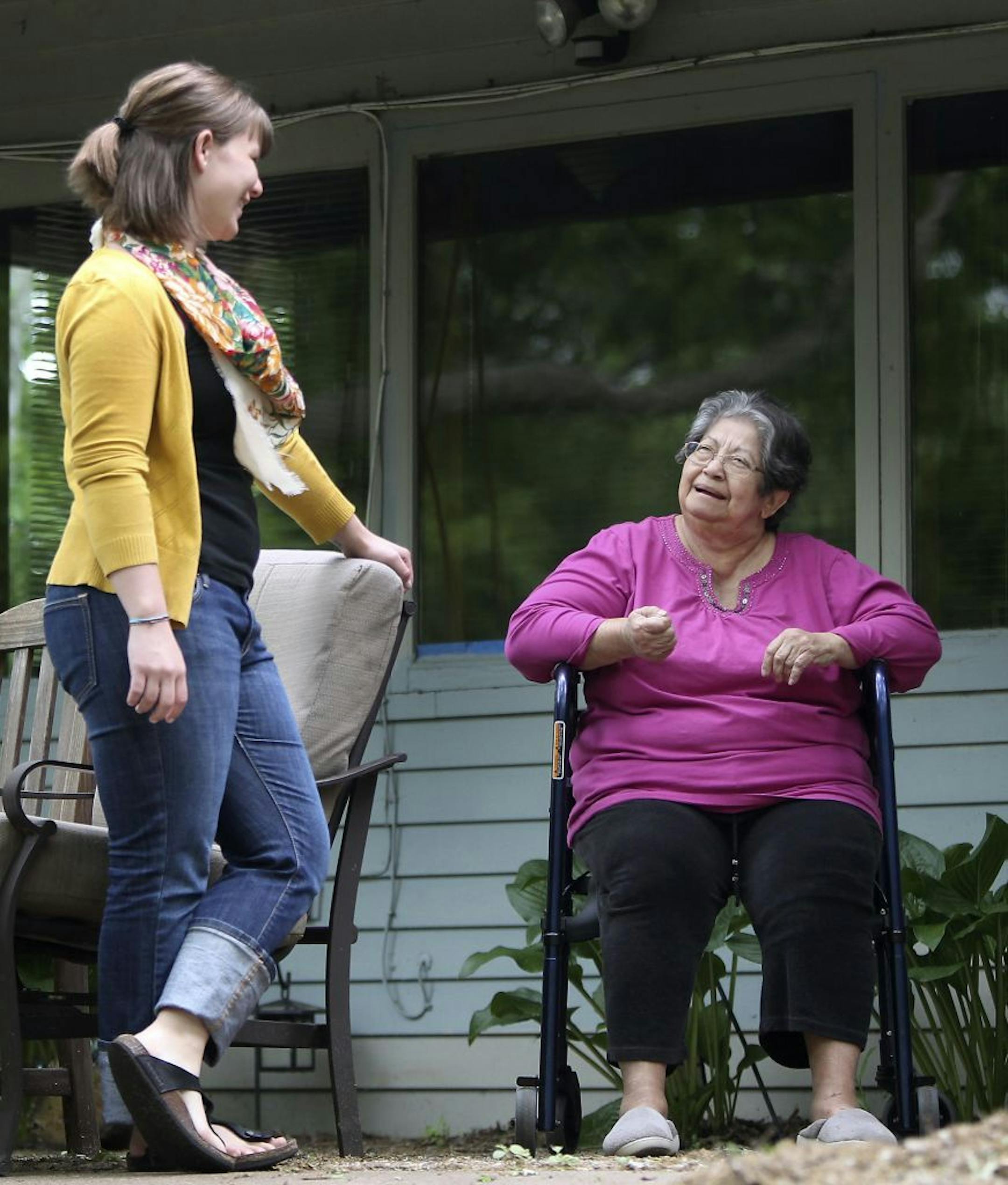 Laura Sampers, an occupational therapy student, was hired to help Carmen Melendez after surgery.