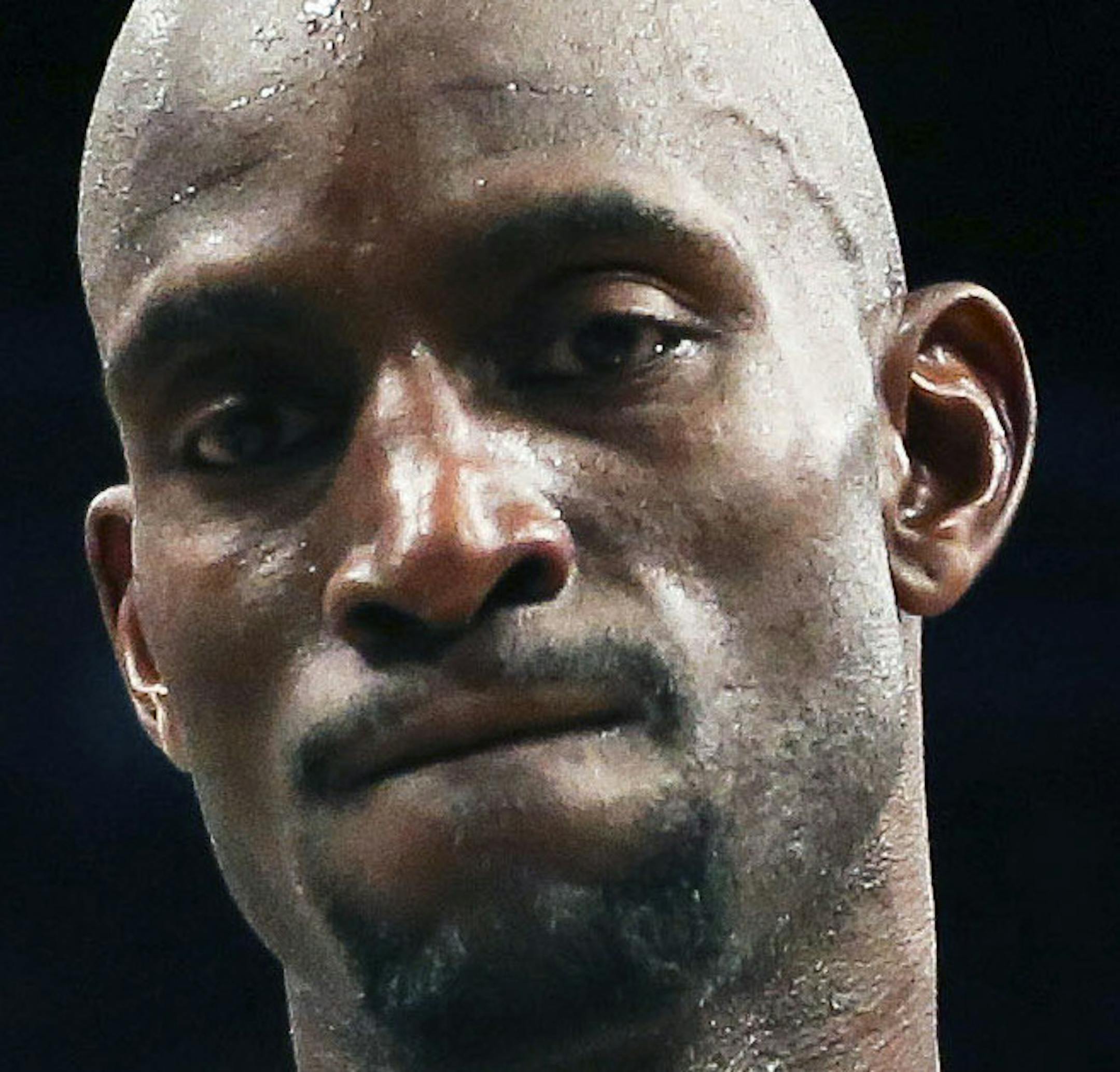 Brooklyn Nets power forward Kevin Garnett (2) reacts alongside Indiana Pacers power forward David West (21) as a call is upheld giving the Pacers the ball during the fourth quarter of a NBA basketball game, Saturday, Nov. 9, 2013, at the Barclays Center in New York. The Indiana Pacers defeated the Brooklyn Nets, 96-91. (AP Photo/John Minchillo) ORG XMIT: MIN2013111520414194