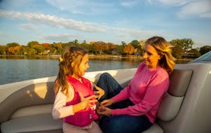Poppy Harlow and her daughter, Sienna, on Lake Minnetonka.
