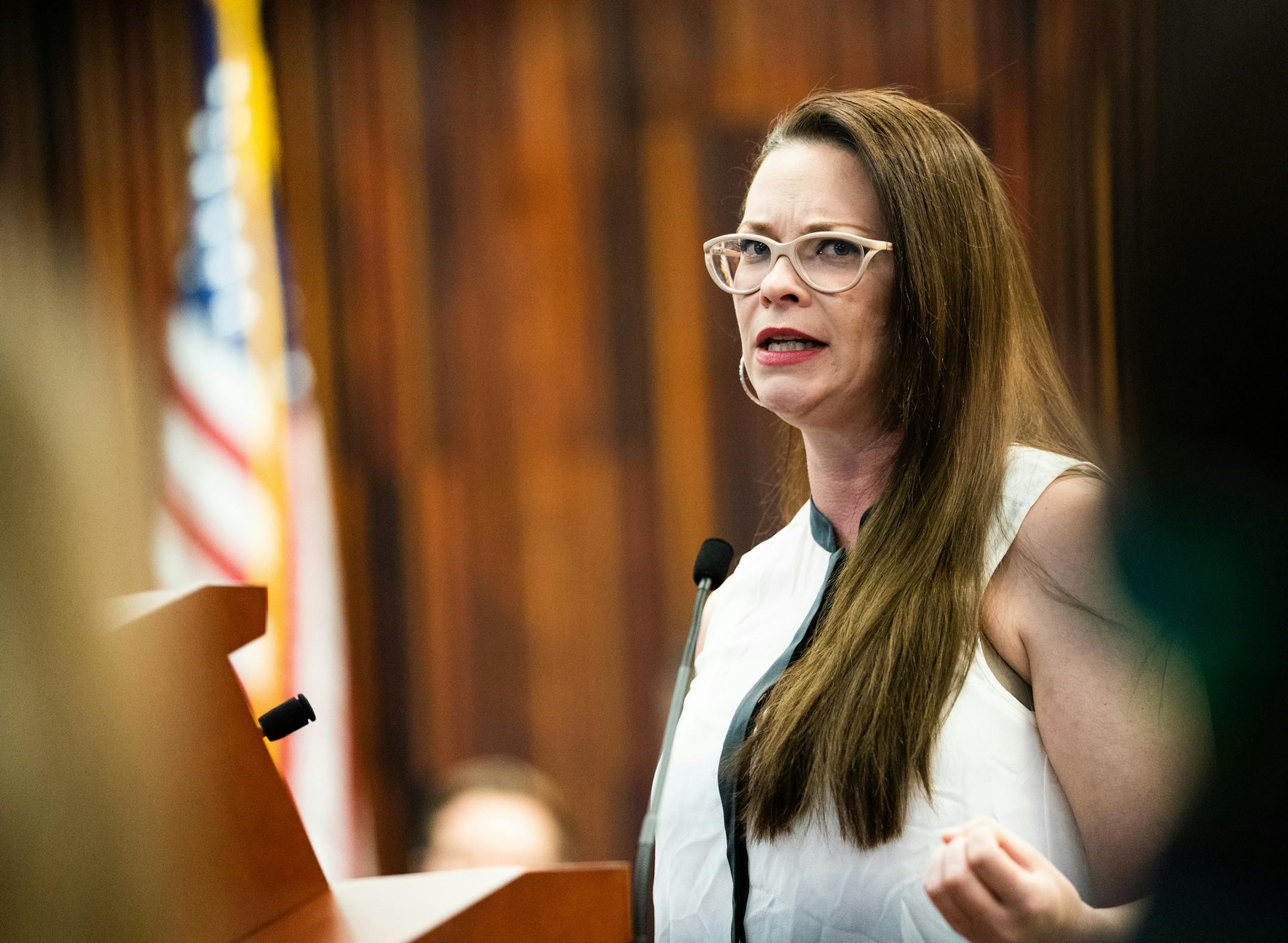 Drug court graduate Lindsay Arf delivered keynote remarks to a crowd of graduates, supporters and court workers. Arf said drug addiction led to into sex trafficking. She now works with Breaking Free, a non-profit organization serving women with similar experiences. ] MARK VANCLEAVE &#xa5; Hennepin County's Drug Court, a diversion program which allows people with lower level drug offenses to keep their records clean while getting help, graduated 38 people at a ceremony Friday, Mar 22, 2019.