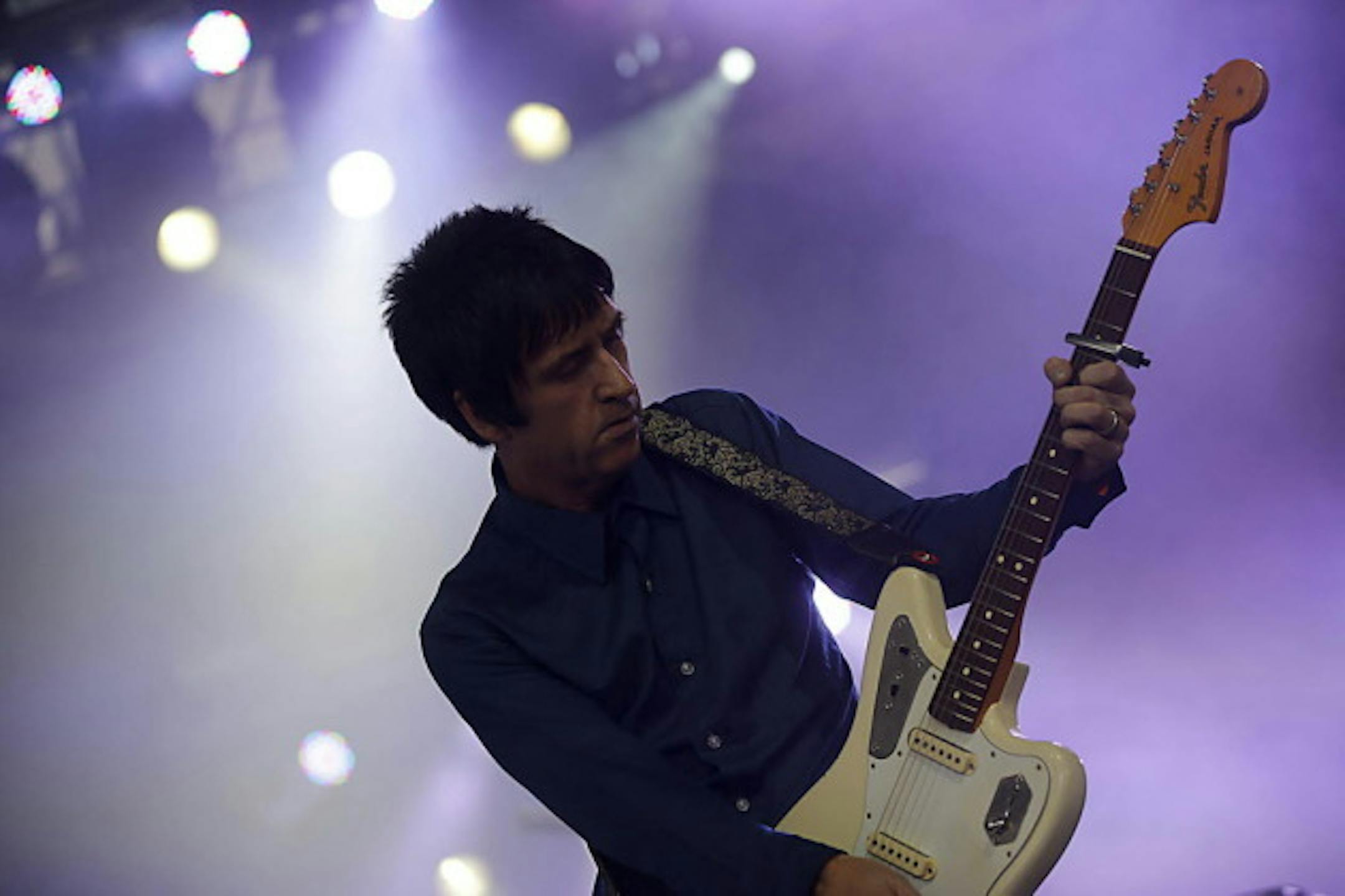 Fresh from playing the Coachella Music Fest, Johnny Marr dropped in five songs by his old band the Smiths at the Varsity Theater on Tuesday./ Photo by Luis Sinco, Los Angeles Times