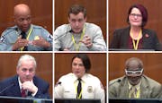 Witnesses who testified so far in the Derek Chauvin trial include, clockwise from top left: Minneapolis Police Chief Medaria Arradondo; HCMC Dr. Bradf