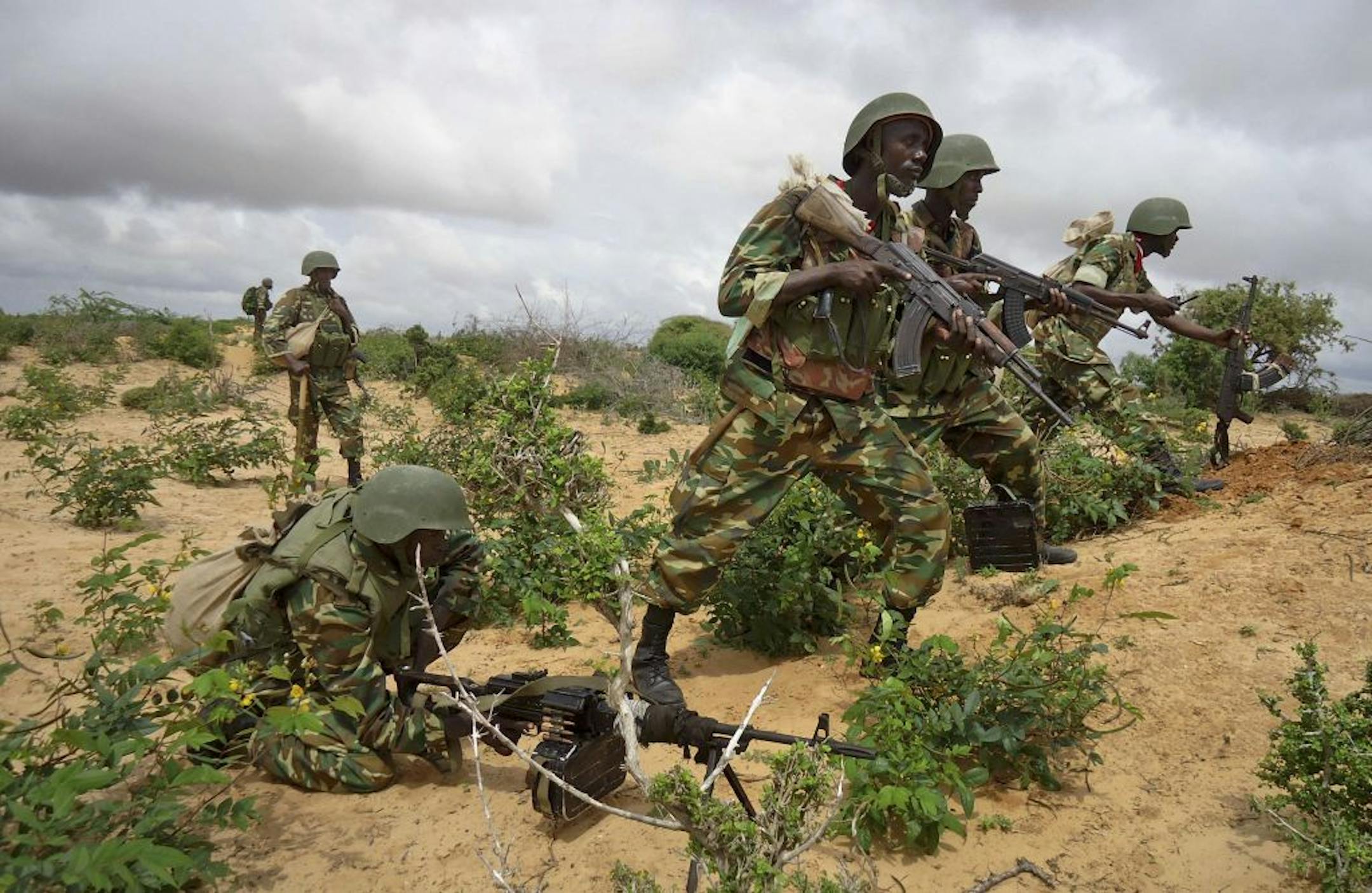 African Union peacekeepers are seen in the Deynile district of the capital Mogadishu, Somalia Thursday, Oct. 20, 2011.