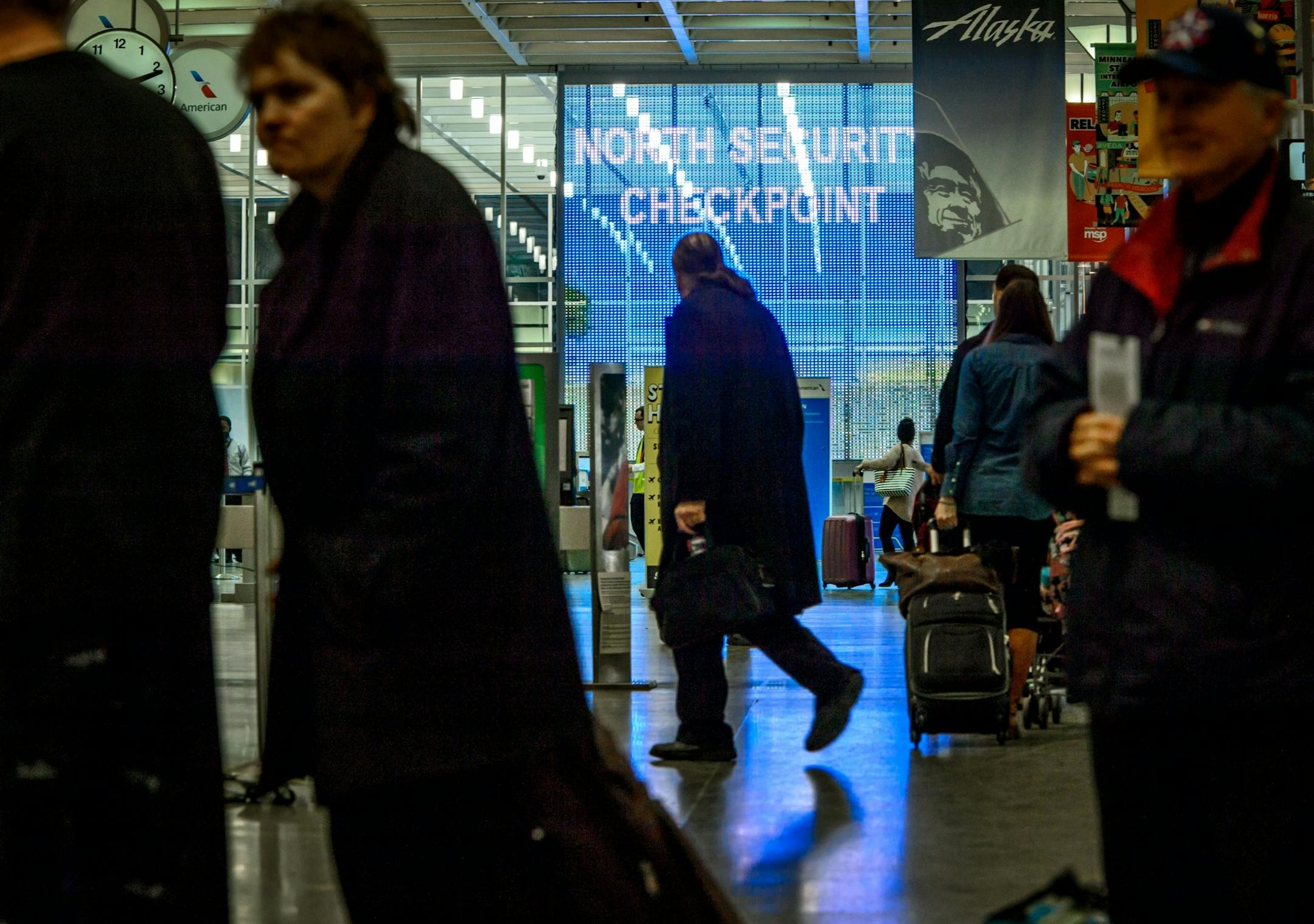 The new �North Security Checkpoint� opened today, Tuesday, Feb. 16 at Minneapolis St. Paul International Airport. It is located where the old Hot Dish restaurant used to be in the north end of Terminal 1-Lindbergh.