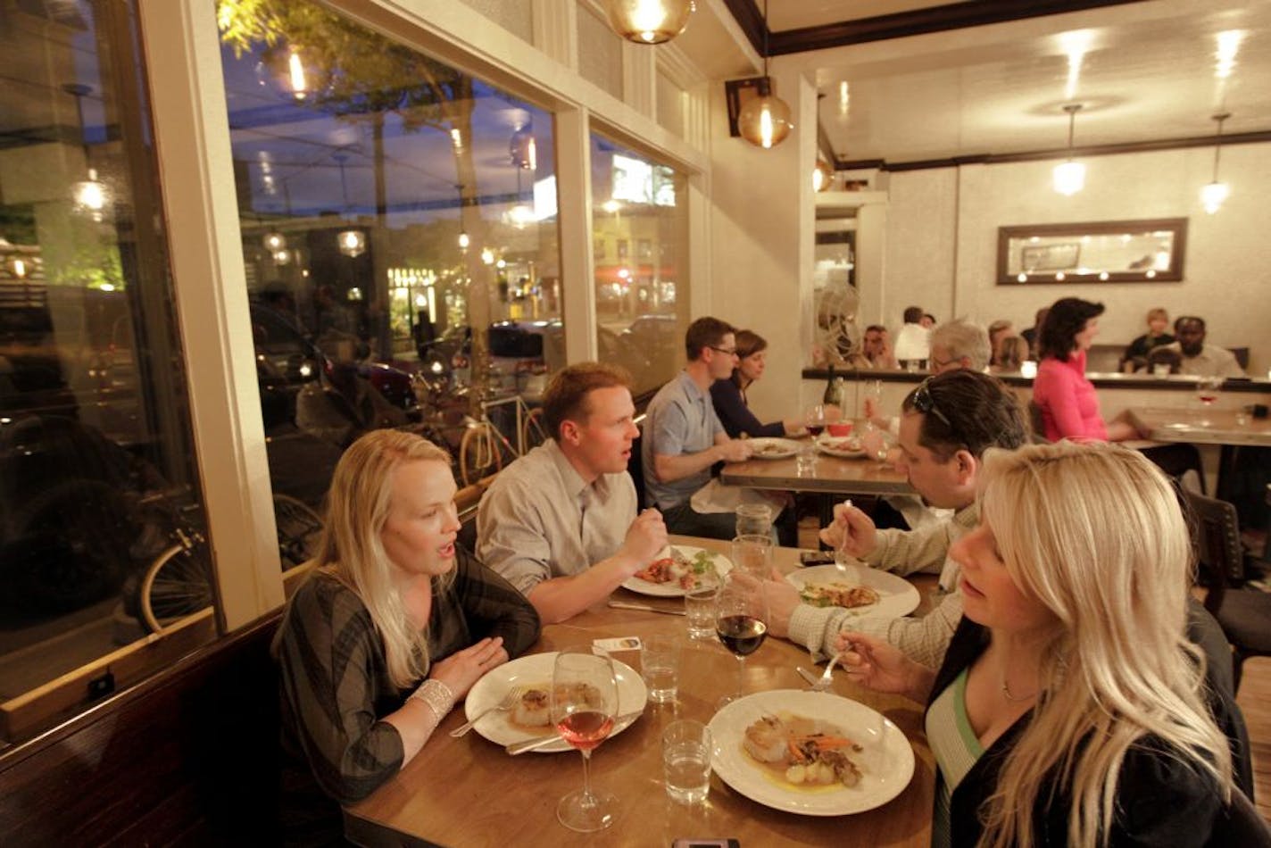 The front-window tables at Tilia's.