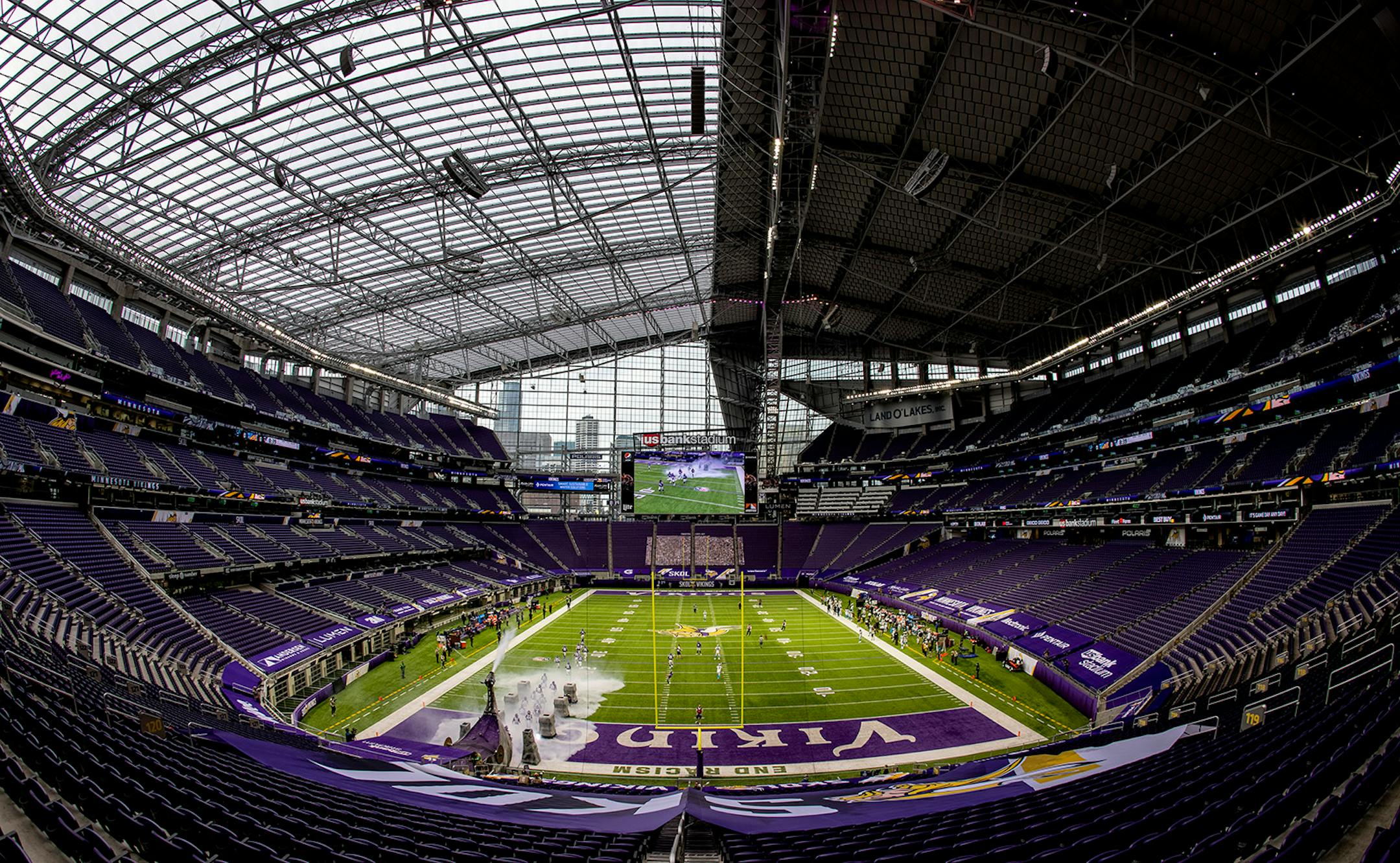 The Minnesota Vikings took the field during team introductions.