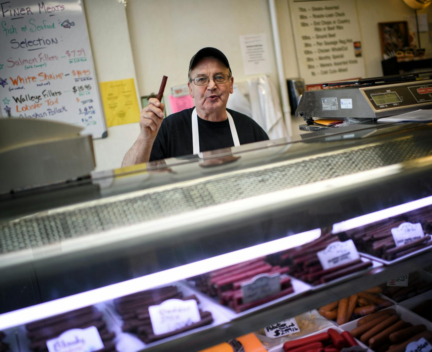 Tim Knopik and his son Doug run Finer Meat on Nicollet Ave S, Minneapolis. Tim says his meat sticks are the best you'll fine anywhere. ] GLEN STUBBE * gstubbe@startribune.com Friday, July 29, 2016 Finer Meats Co. has been in business since 1963, but when they used a grant matching program to replace their awning, windows, and signage, they had new customers coming in asking if they had just opened.