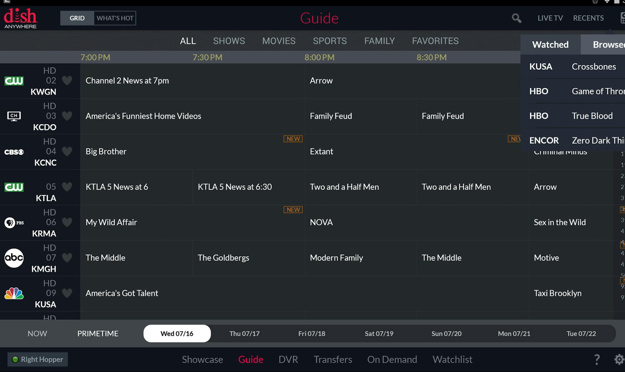 Dish Anywhere Android app. (Dish) ORG XMIT: 1173501