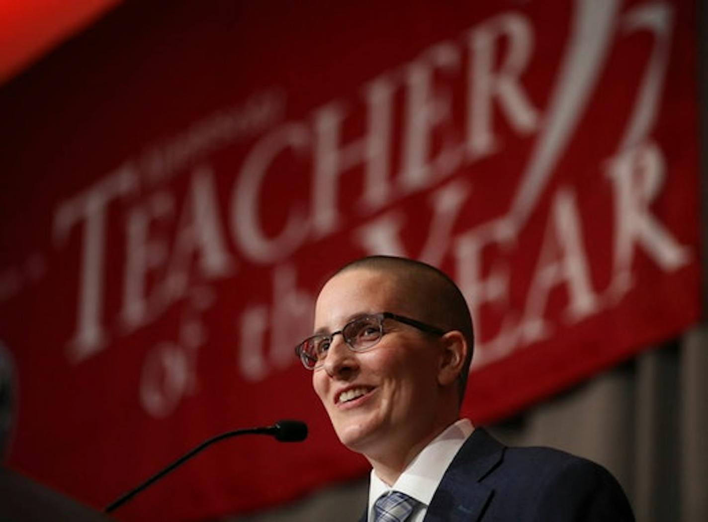 Kelly D.Holstine, an English teacher at Tokata Learning Center, an alternative high school in Shakopee, was named the Minnesota's 2018 Teacher of the Year by Education Minnesota.