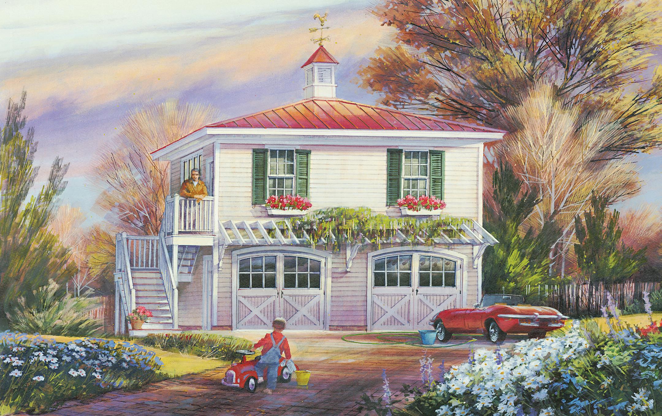 Carriage house double as a studio apartment in this home plan.