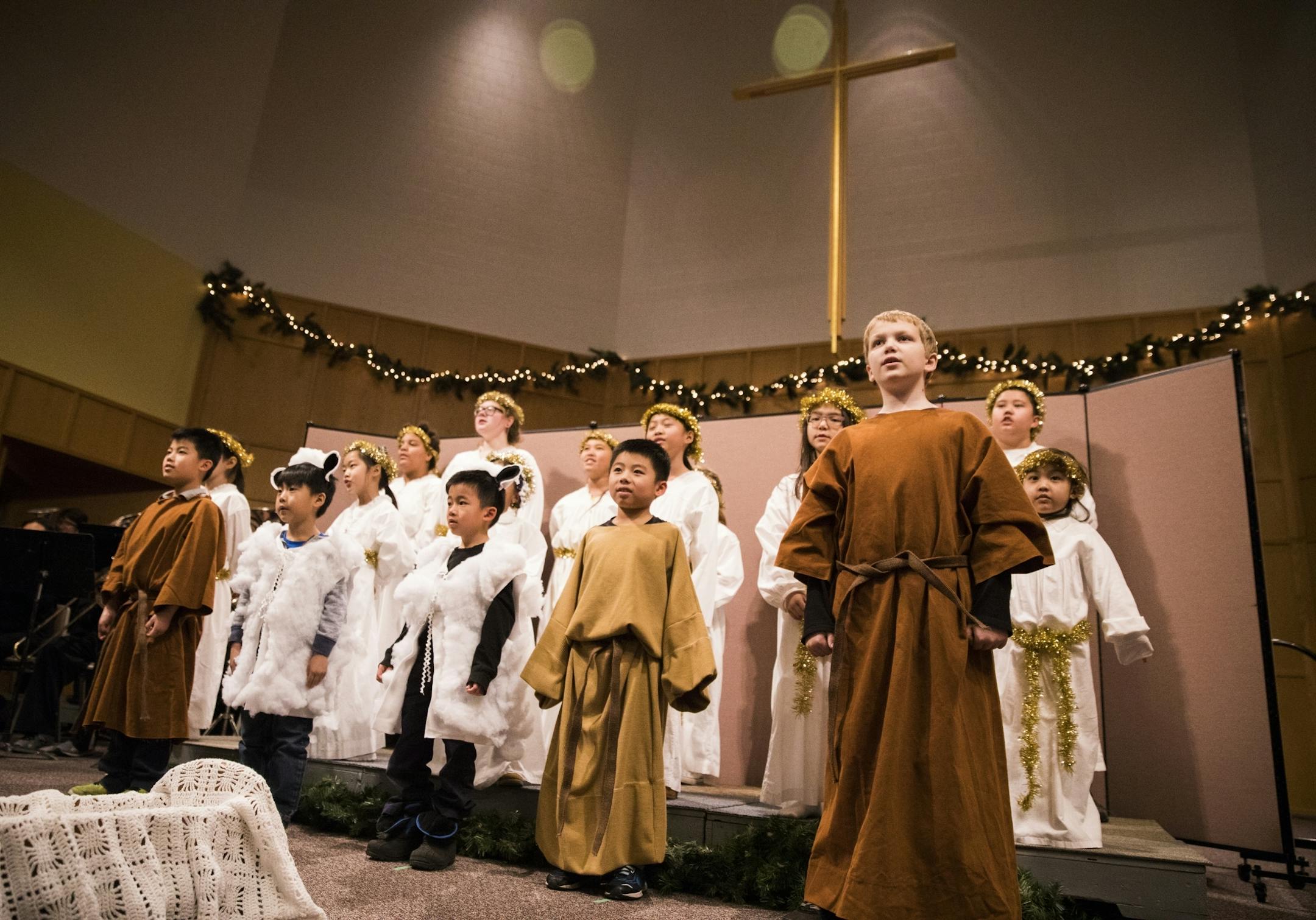 Children perform in the annual Christmas pageant.