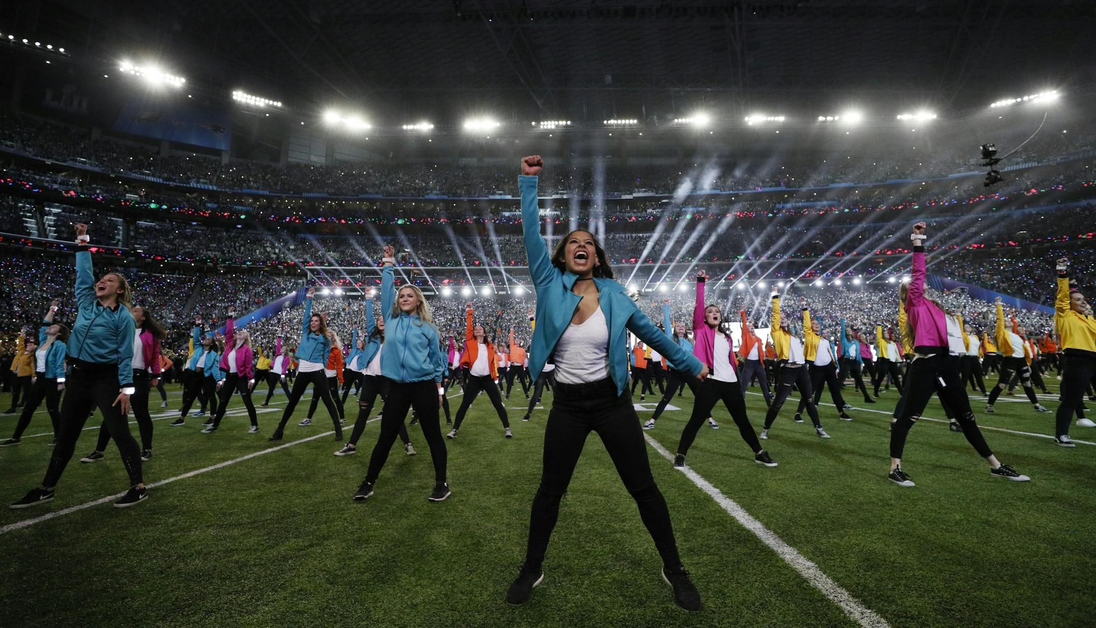 Dancers performed Sunday during the halftime show headlined by Justin Timberlake during Super Bowl LII at U.S> Bank Stadium in Minneapolis.