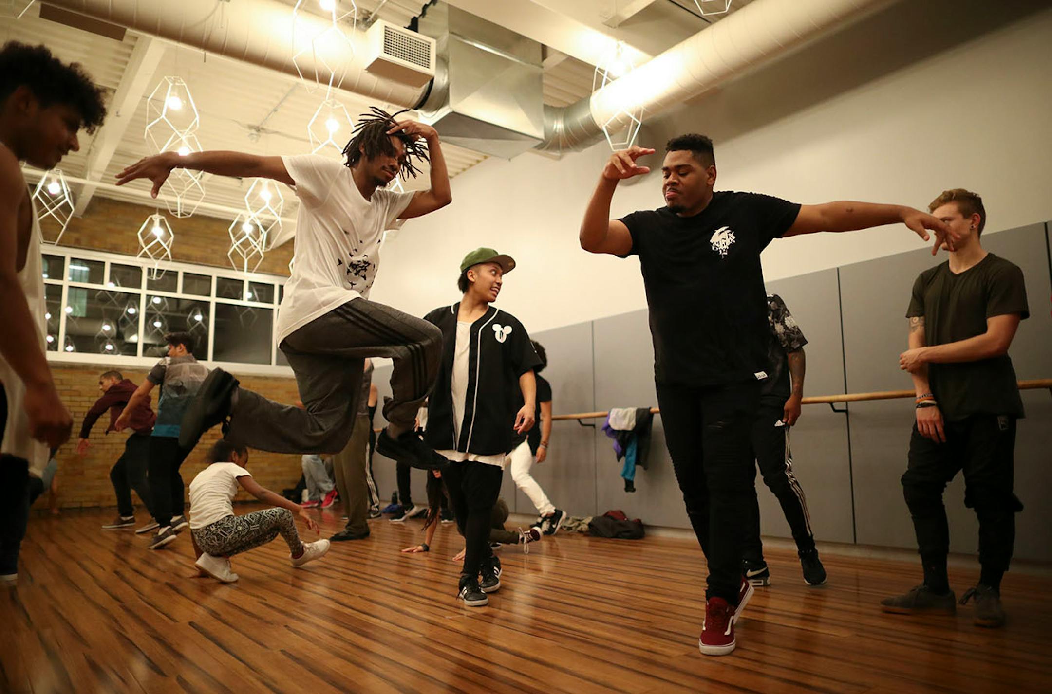 Michael Ingram, left, and Robert "Mosi" King danced during the jam session.