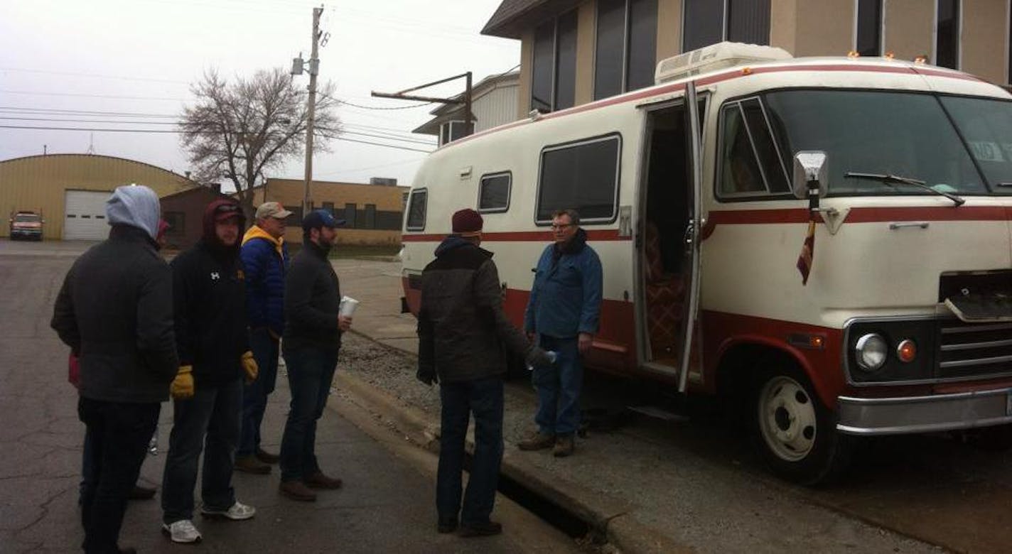 Sam Czura and Co. with their broken-down motor home.