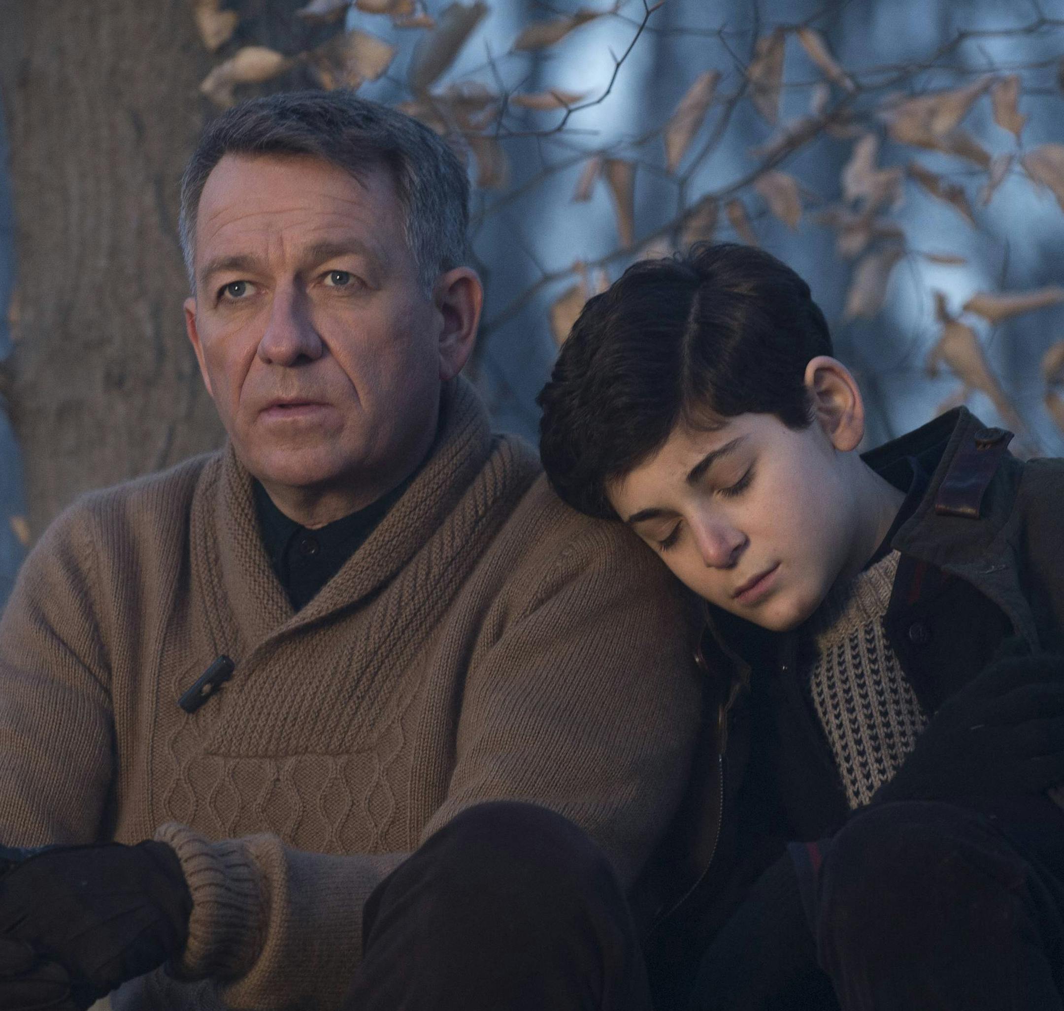GOTHAM: Bruce Wayne (David Mazouz, R) is comforted by Alfred (Sean Pertwee, L) after a treacherous hike in the "The Scarecrow" episode of GOTHAM airing Monday, Feb. 9 (8:00-9:00 PM ET/PT) on FOX. ¬©2015 Fox Broadcasting Co. Cr: Jessica Miglio/FOX