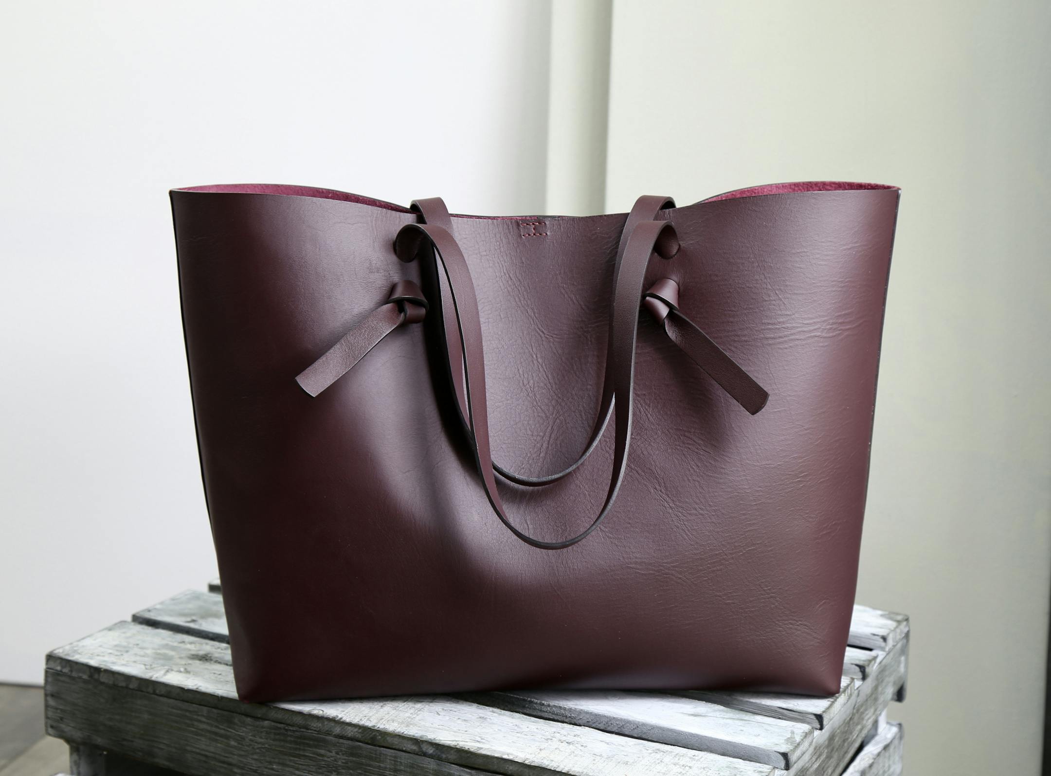 Burgundy Fiona tote from Danielle Sakry, available at Bespeak Holiday Pop-up. Provided photo