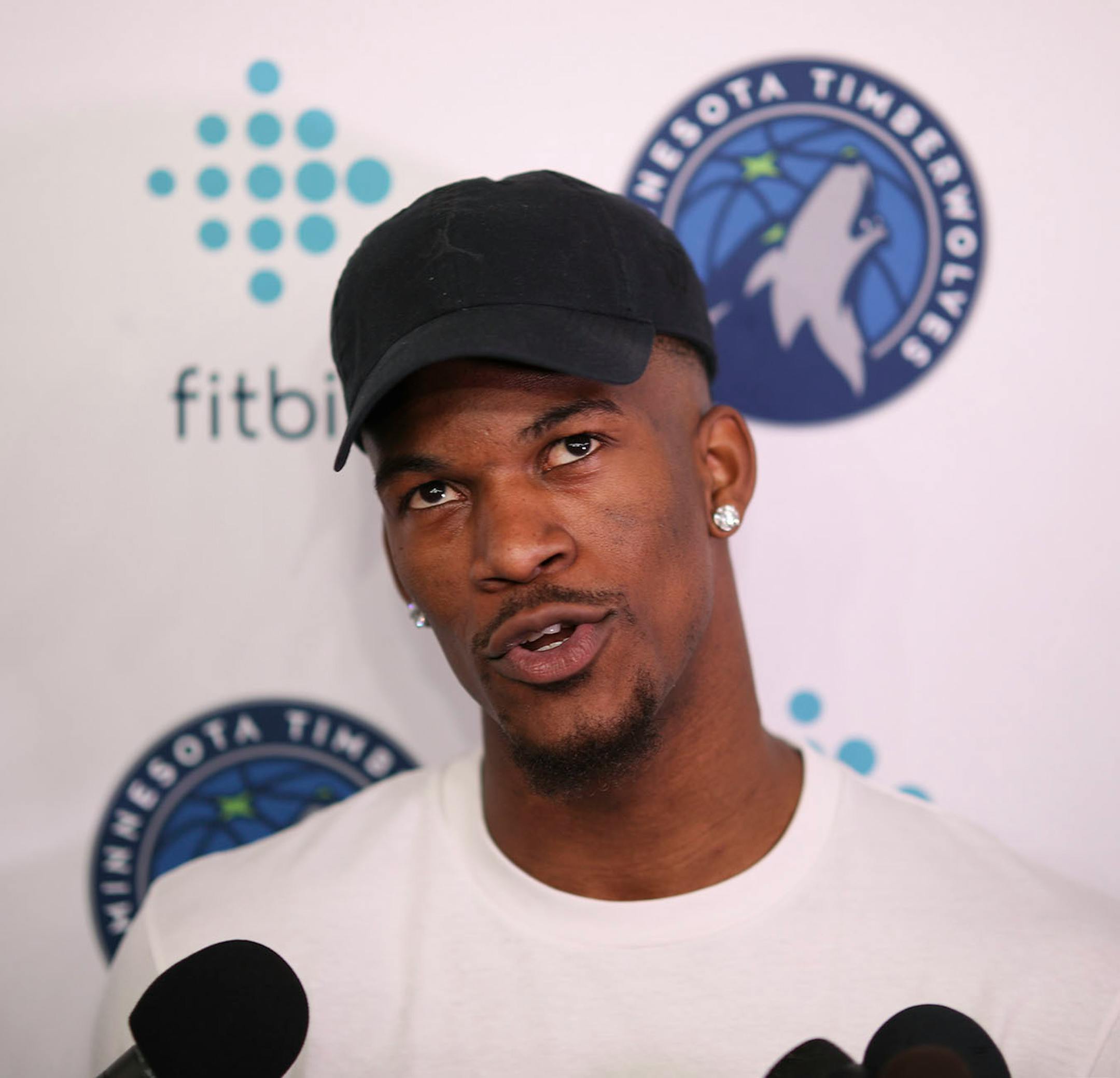 Injured Timberwolf Jimmy Butler spoke to the media for the first time since having surgery before Sunday night's game against the Rockets.