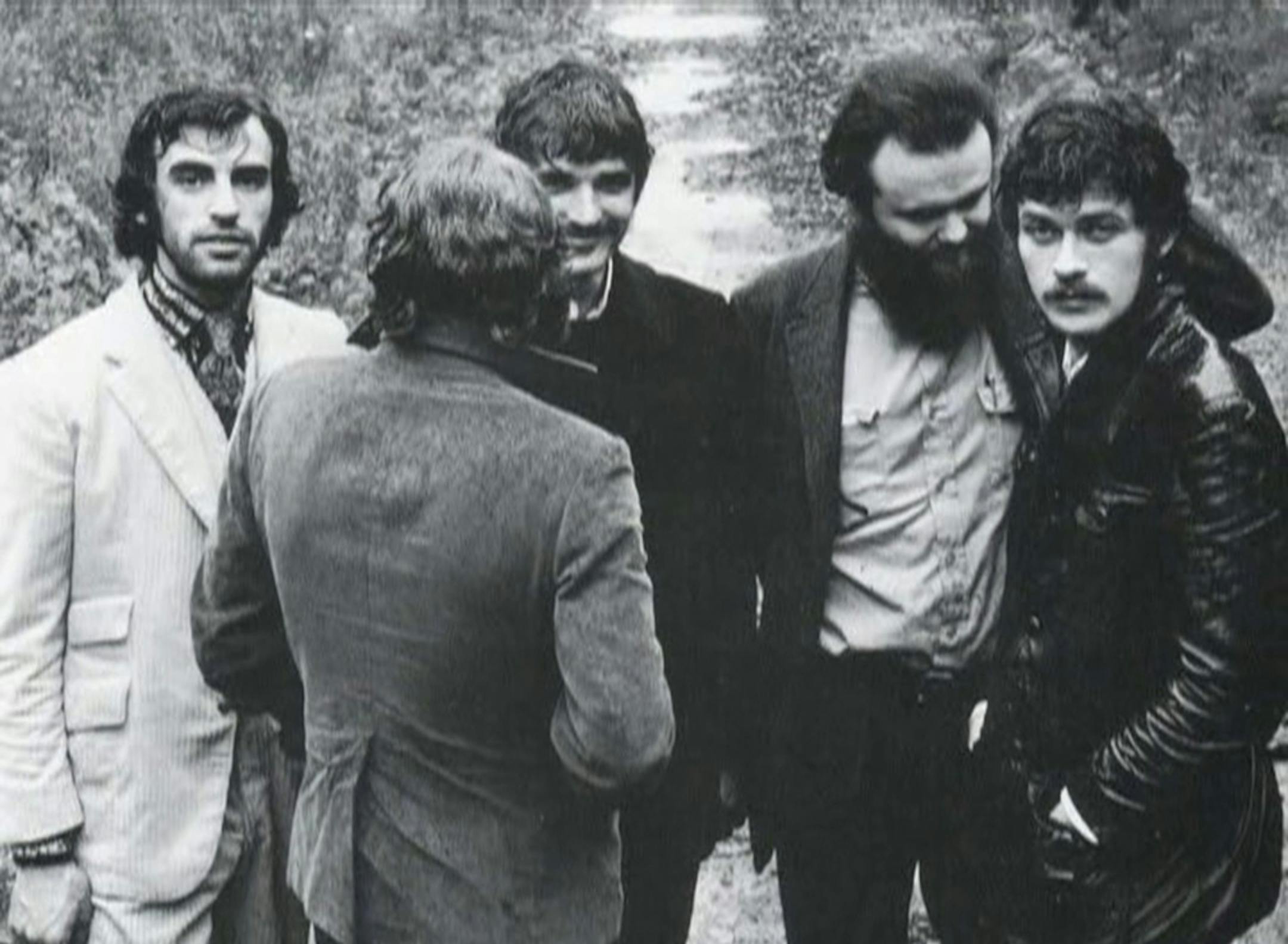 Richard Manuel, Levon Helm, Rick Danko, Garth Hudson and Robbie Robertson as seen in “Down in the Flood: Bob Dylan, the Band & the Basement Tapes” (credit to Sexy Intellectual)