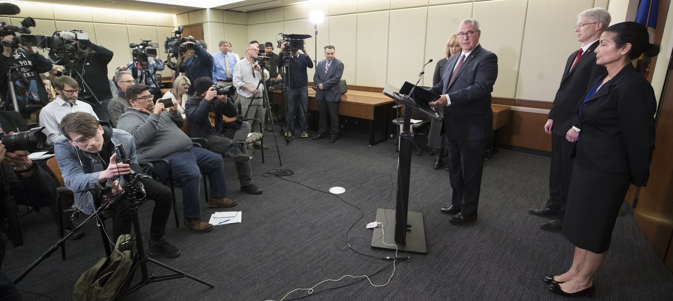 Hennepin County Attorney Mike Freeman described the charges against Minneapolis Police officer Mohamed Noor in the shooting death of Justin Ruszczyk Damond.
