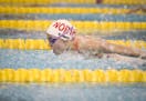 Regan Smith, shown swimming for Lakeville North High School