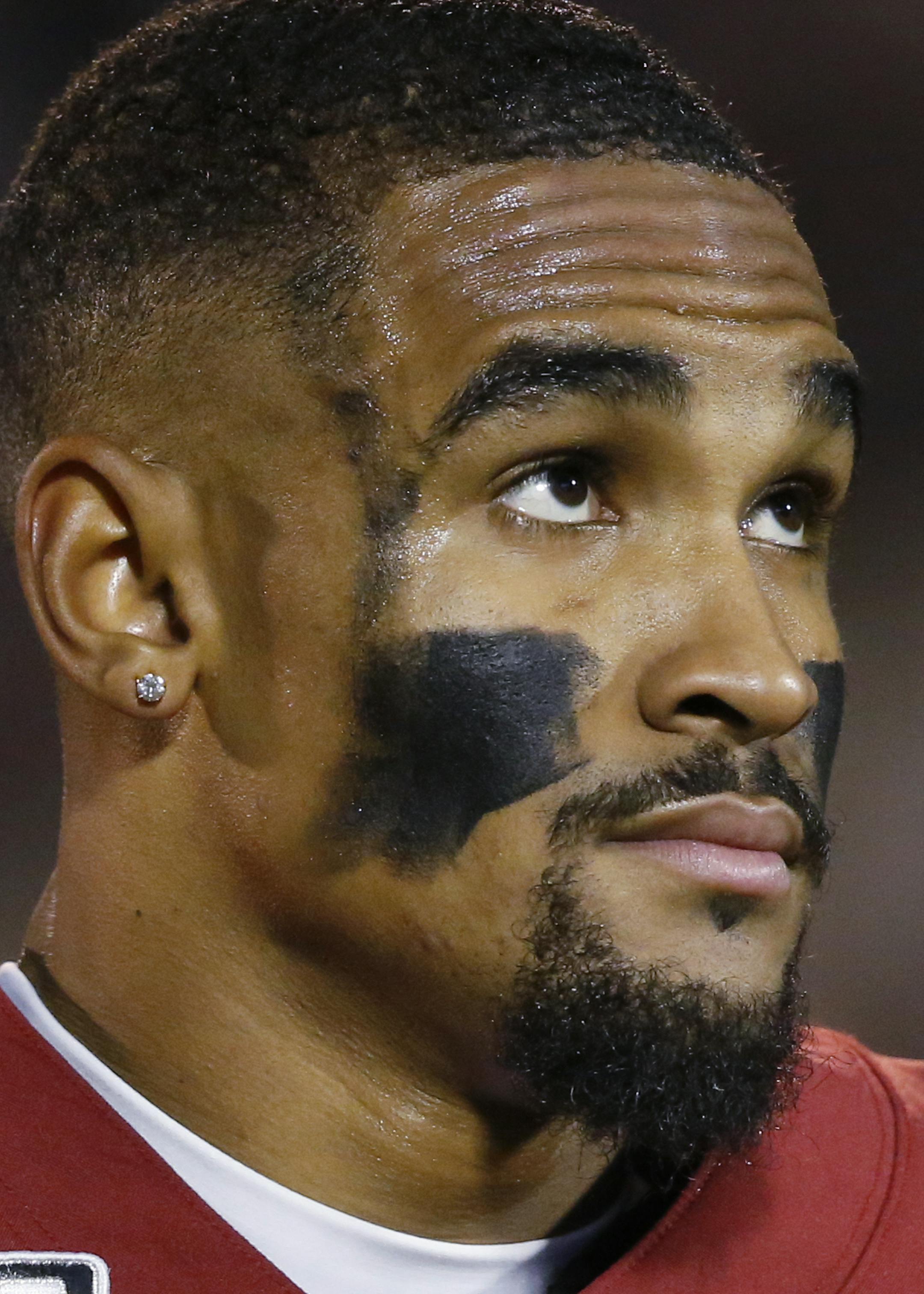 Oklahoma quarterback Jalen Hurts (1) before an NCAA college football game against TCU in Norman, Okla., Saturday, Nov. 23, 2019. (AP Photo/Sue Ogrocki)