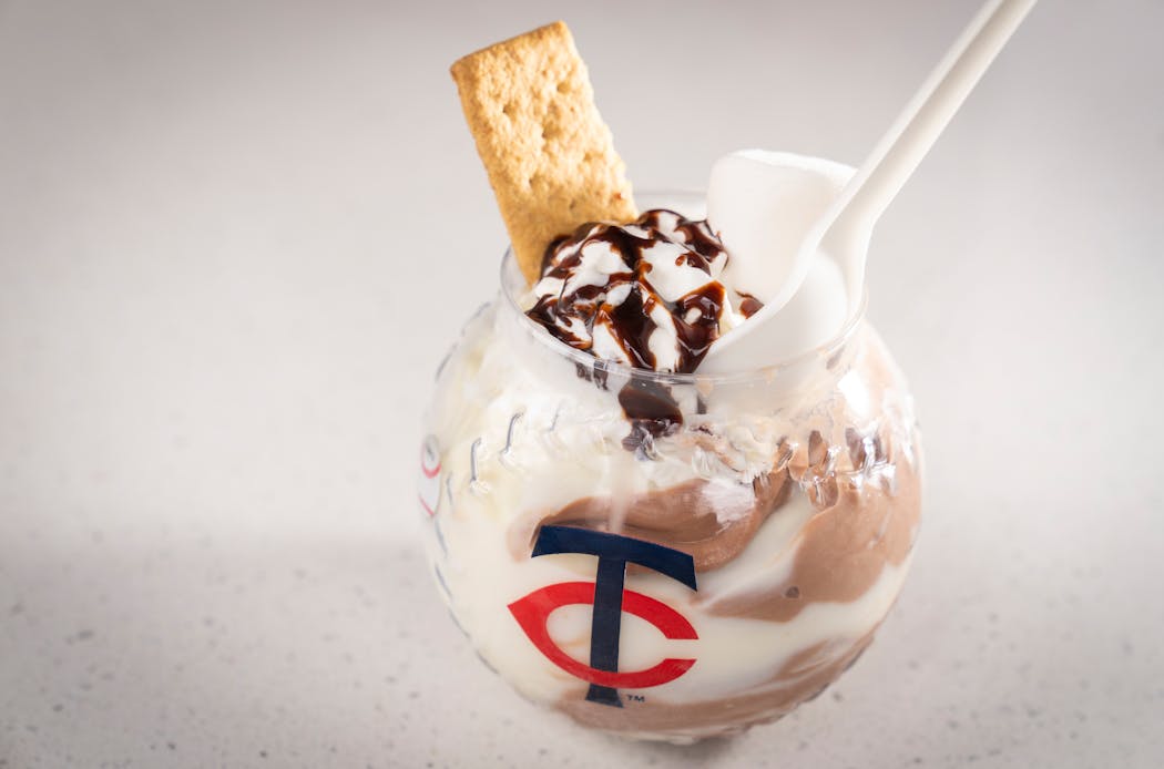 S’mores Boozy Ice Cream is seen during a tour of the new food for 2024 at Target Field.