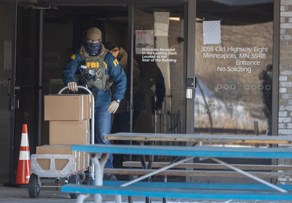 FBI agents raided the Twin Cities nonprofit Feeding Our Future in St. Anthony on Jan. 20, 2022.