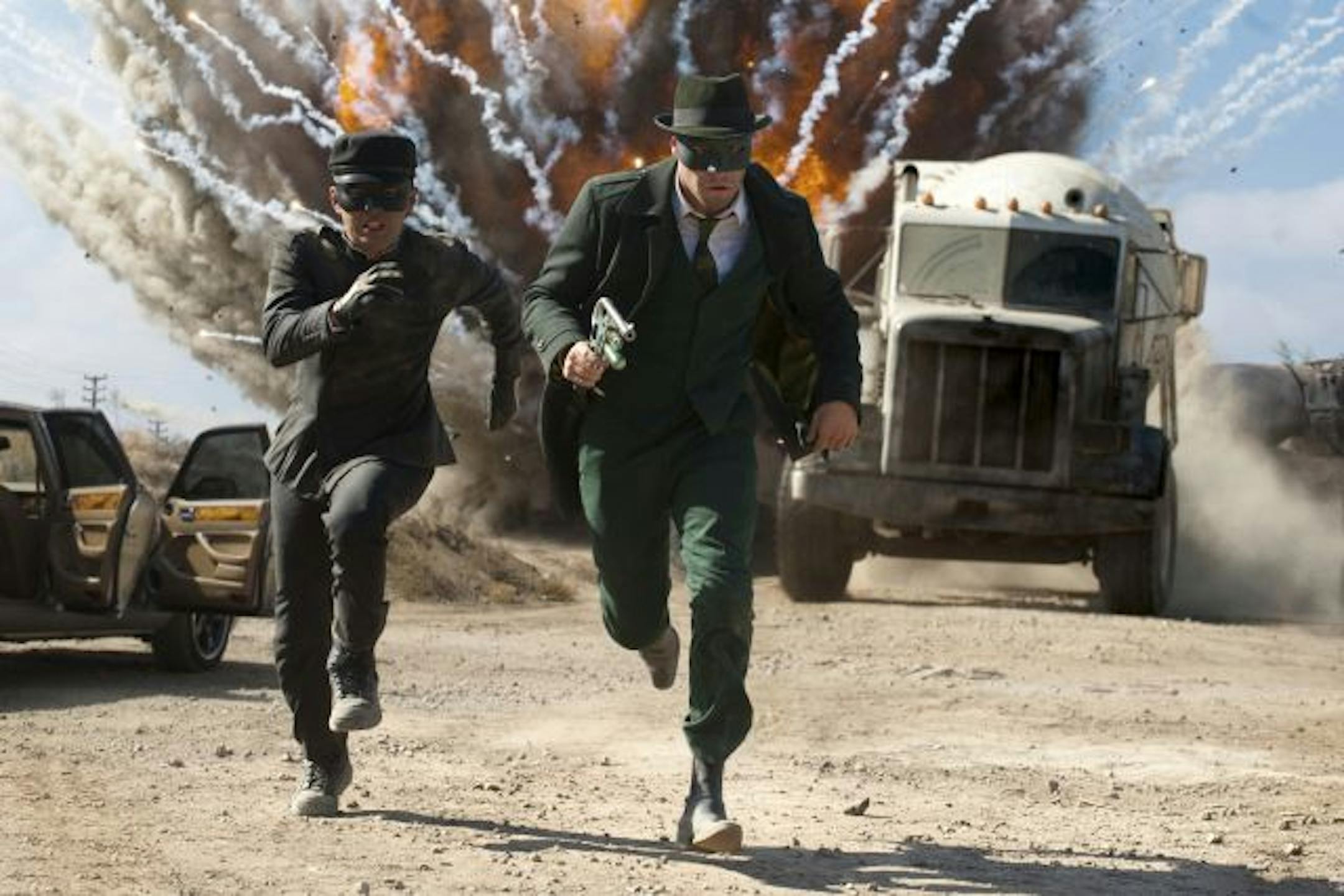 Jay Chou (left) and Seth Rogen star in Columbia Pictures' action film THE GREEN HORNET.