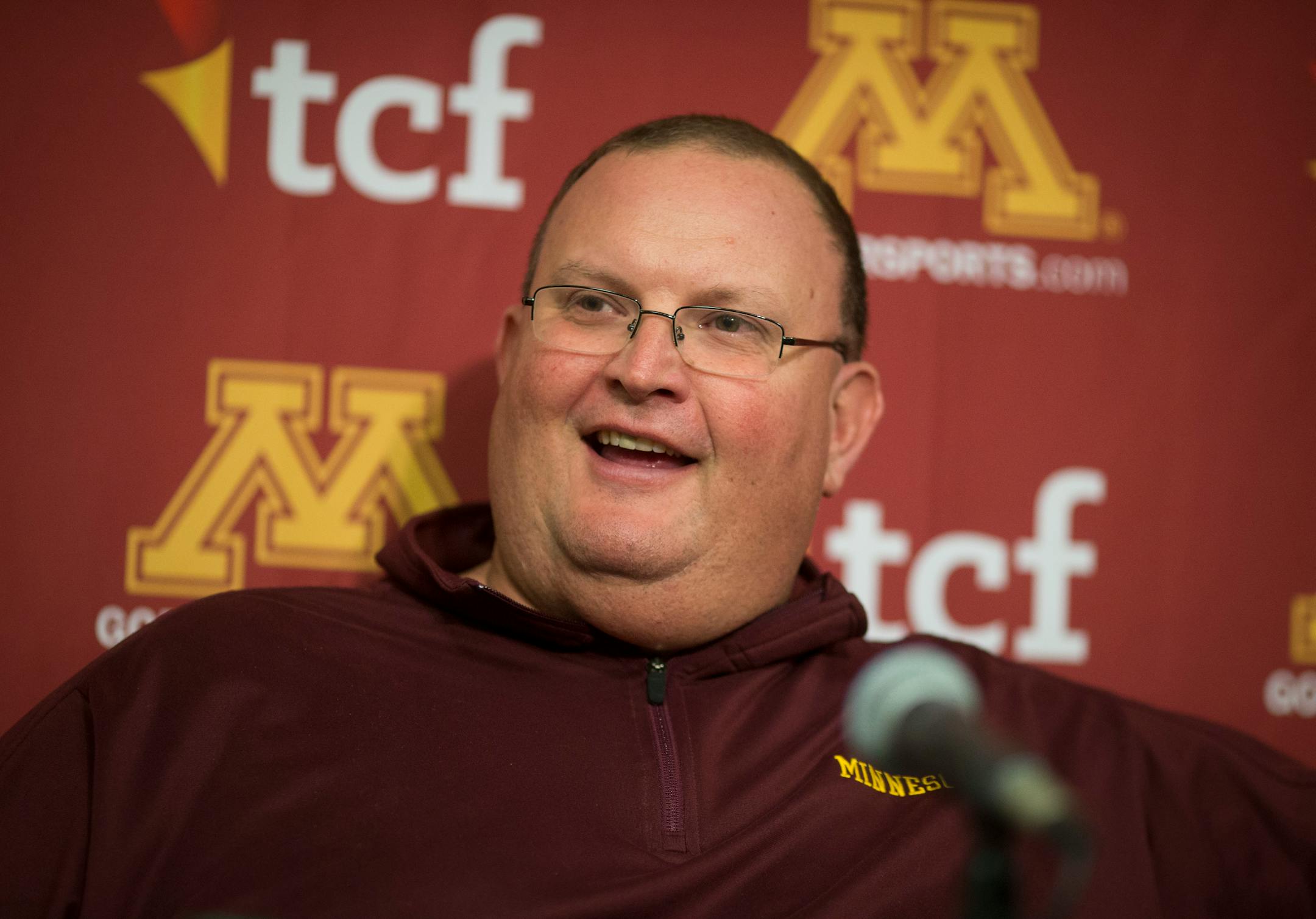 "I want to be the next head football coach here," interim coach Tracy Claeys said Wednesday night during a news conference at the University of Minnesota.