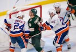 New York Islanders center Brock Nelson (29) was penalized for cross checking Joel Eriksson Ek last month. “He’ll come off the ice and he goes, ‘