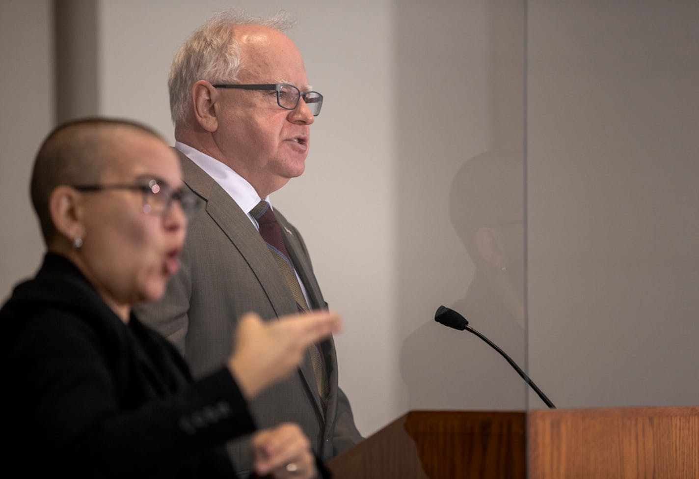 Minnesota Governor Tim Walz spoke during a press conference on police reform.