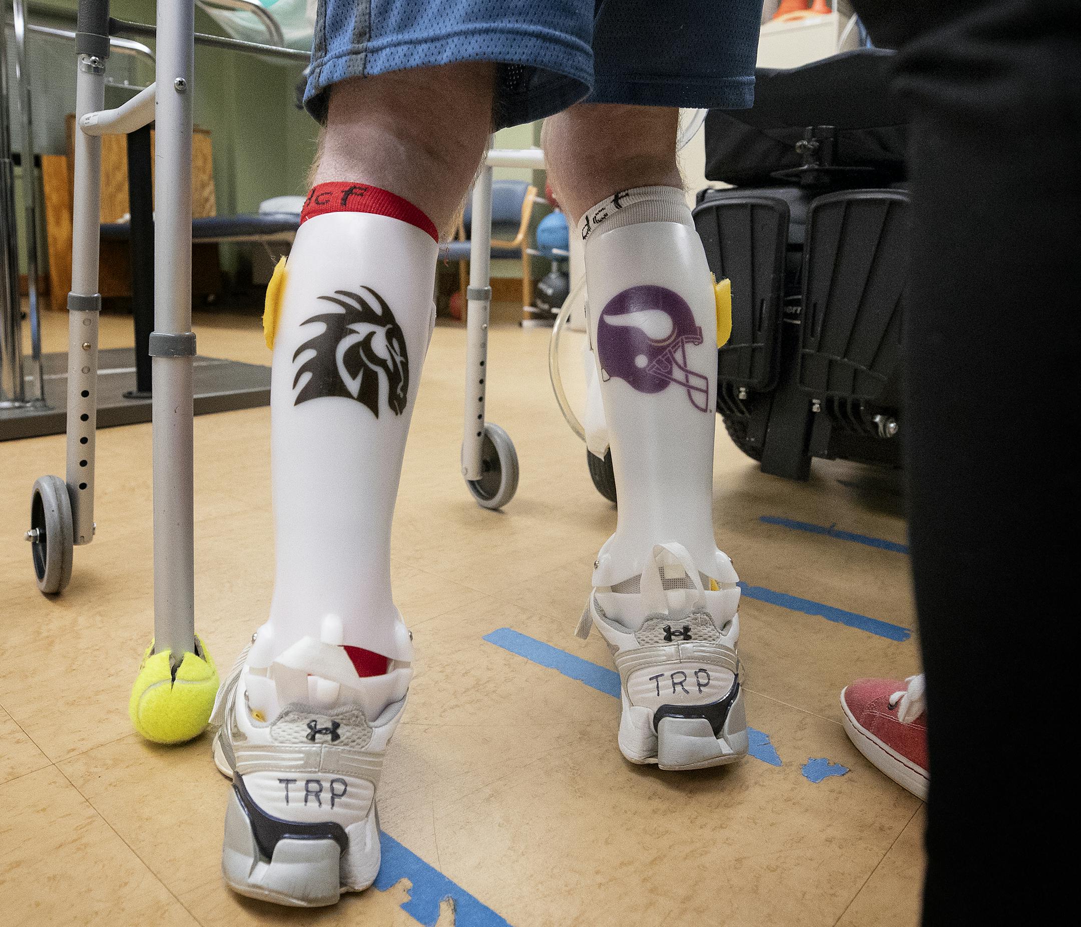 Nolan got back into his wheelchair during a therapy session at Courage Kenny Rehabilitation Institute in Golden Valley.