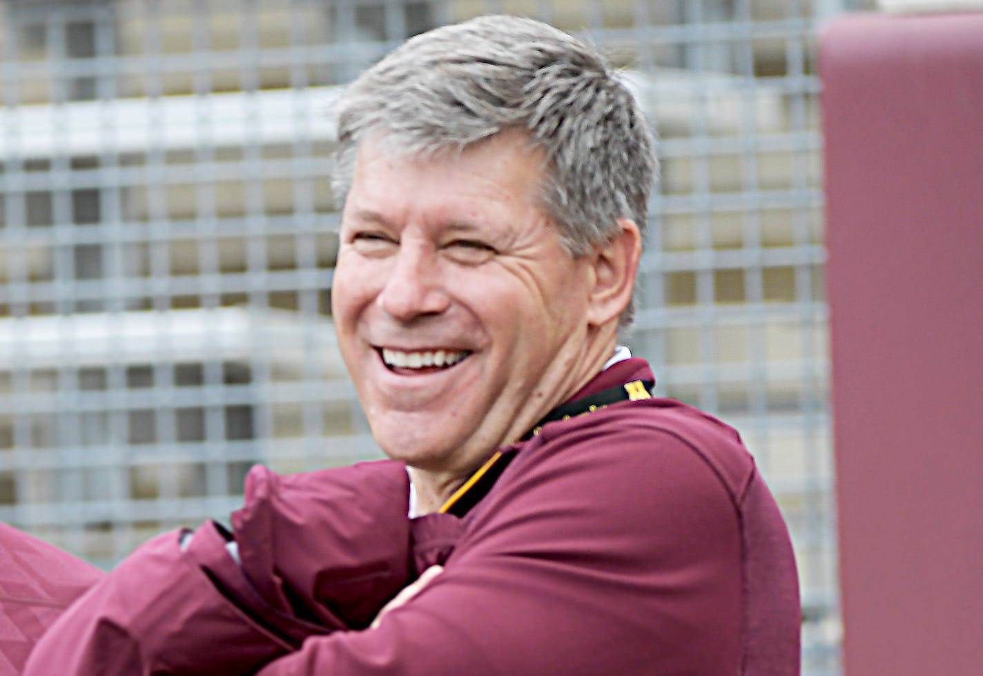 University of Minnesota athletics fundraiser Randy Handel on the sidelines of Minnesota football's spring game in mid-April.