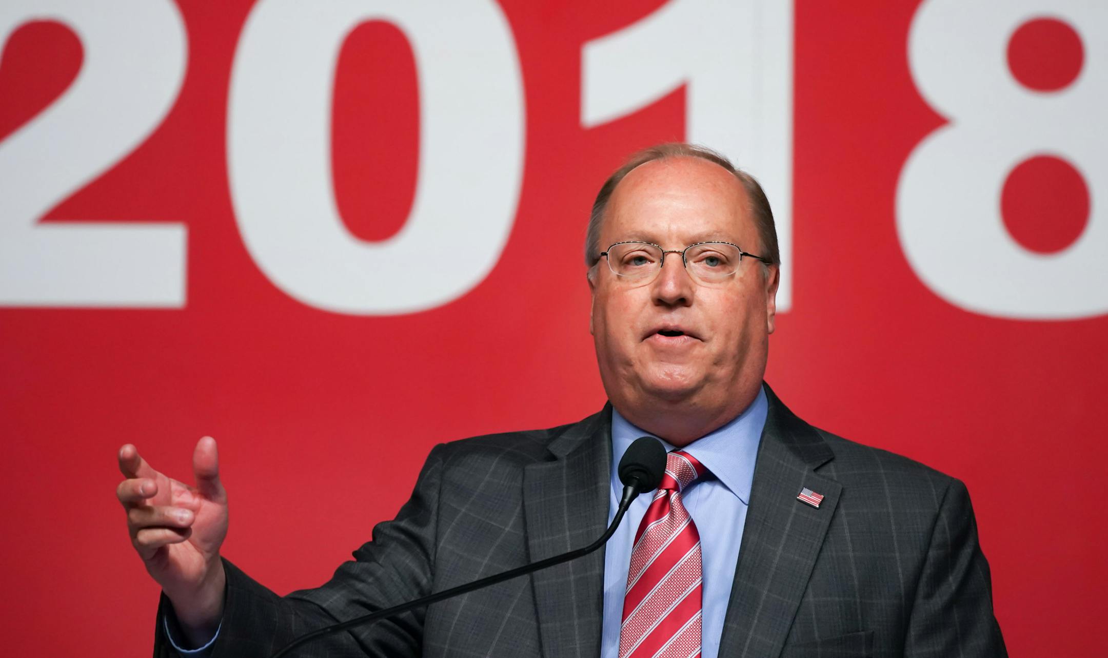Endorsed Republican candidate for congress in the first district Jim Hagedorn spoke at the State Republican convention in Duluth. ] GLEN STUBBE &#x2022; glen.stubbe@startribune.com Saturday, June 2, 2018