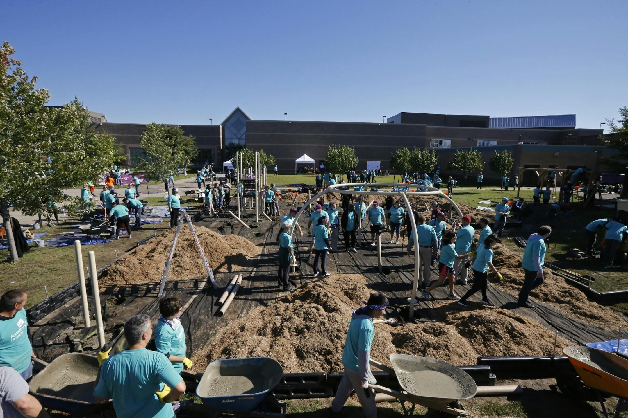 With the help from Build it with KaBOOM! and Foresters Financial, community members helped build a playground at Jenny Lind Elementary School.