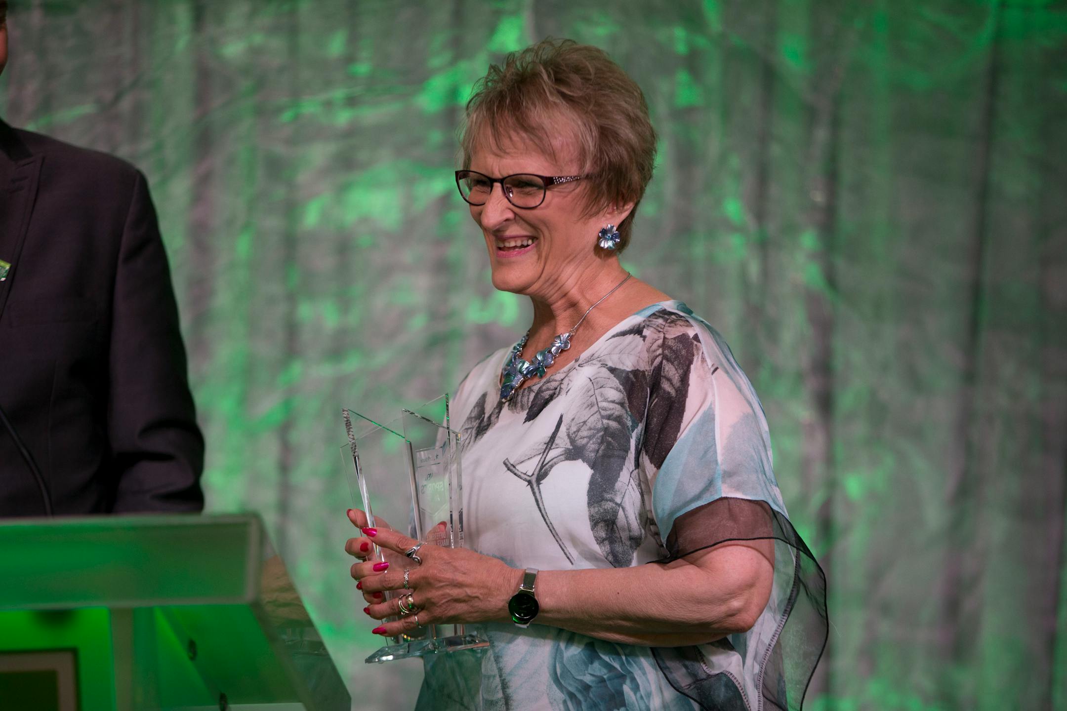 Diana DesRoches, a super fan from Anoka Wrestling, was given the Difference Maker award Tuesday night.