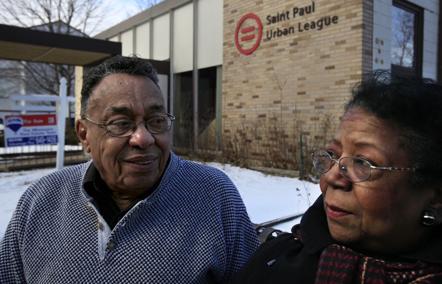 Bill Wilson, left, is seen with his wife, Willie Mae Wilson, outside the Urban League building in 2012.