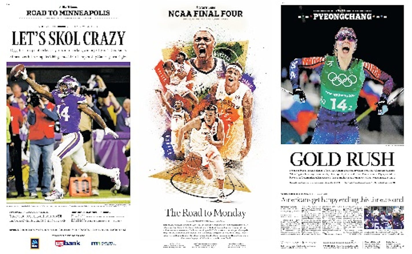 Three memorable Star Tribune sports pages from the past decade.