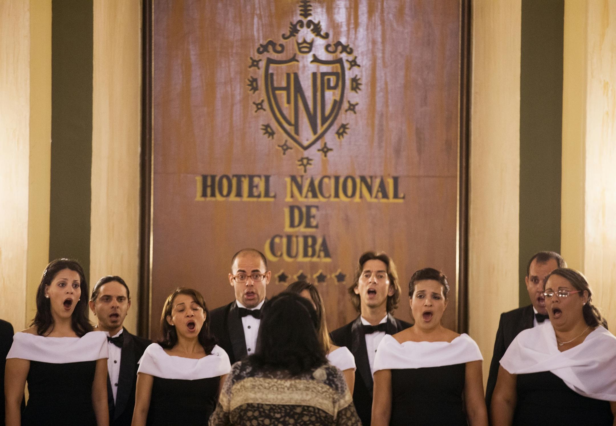 Coro Entrevoces, a Cuban choral group, performs for the Minnesota Orchestra before dinner at the Hotel Nacional in Havana, Cuba on Wednesday, May 13, 2015.