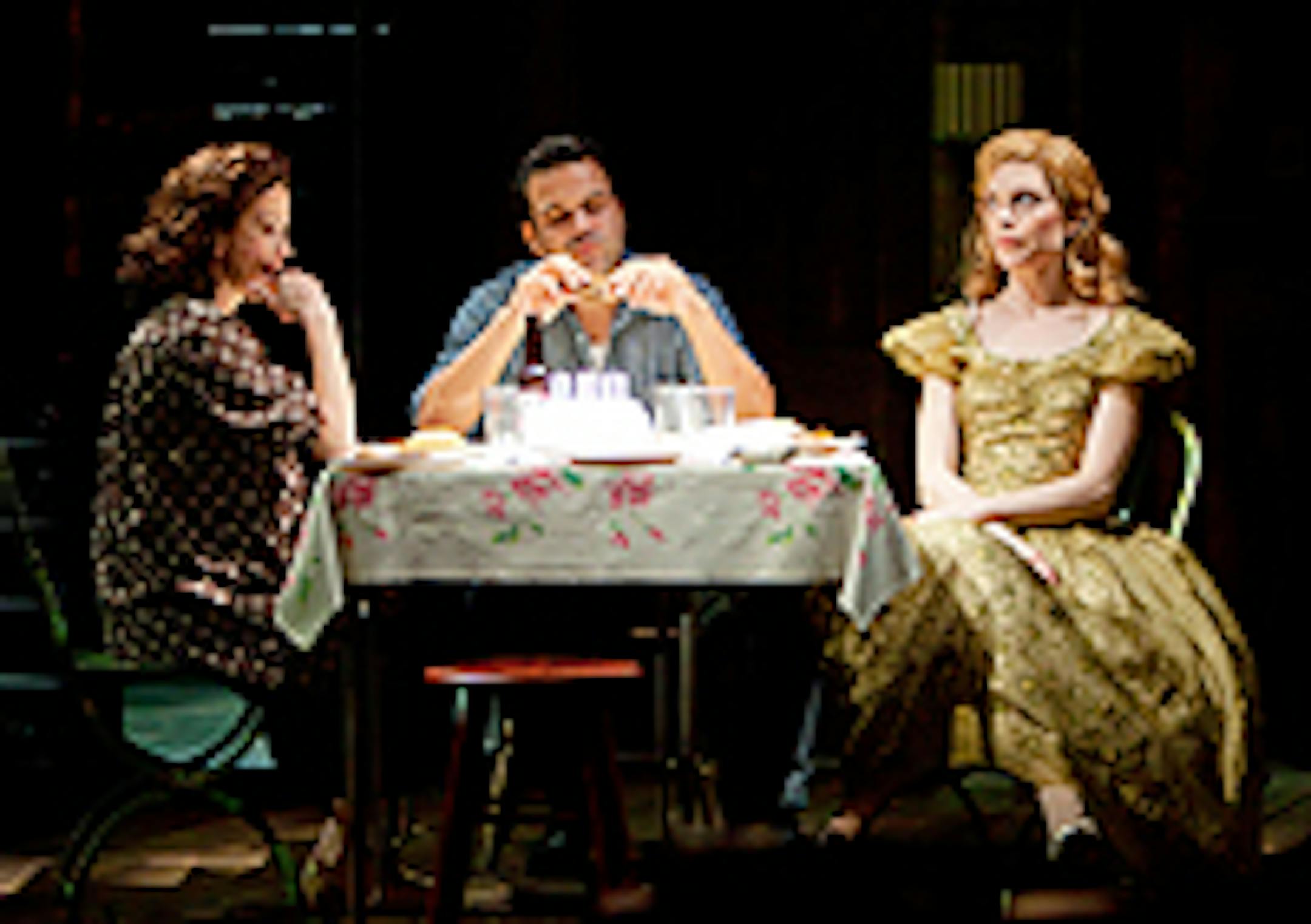 Stacia Rice (Stella), Ricardo Chavira (Stanley) and Gretchen Egolf (Blanche) in "A Streetcar Named Desire"