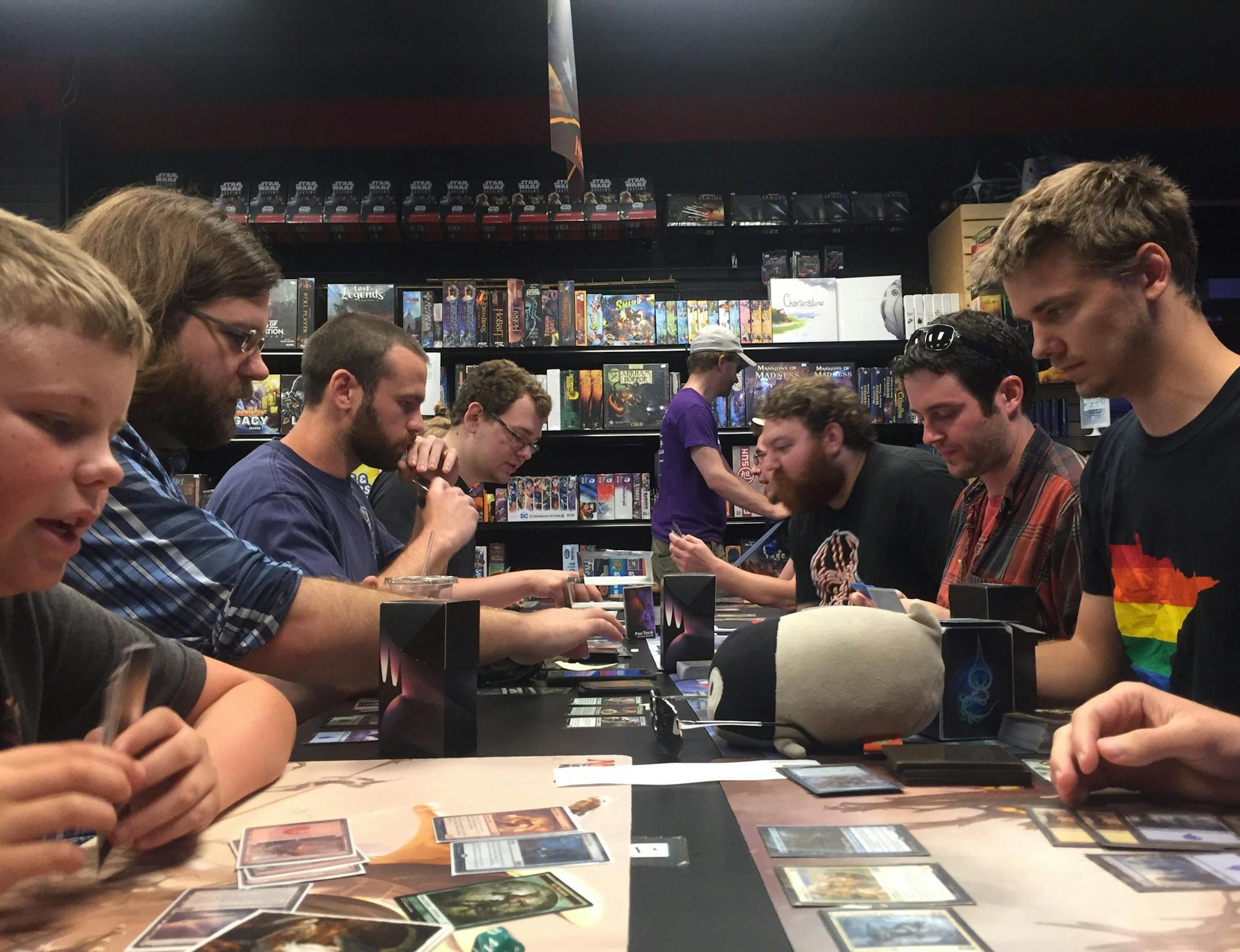 Competitors gathered at Universe Games in Uptown Minneapolis for a pre-release tournament of the card game Magic: The Gathering.