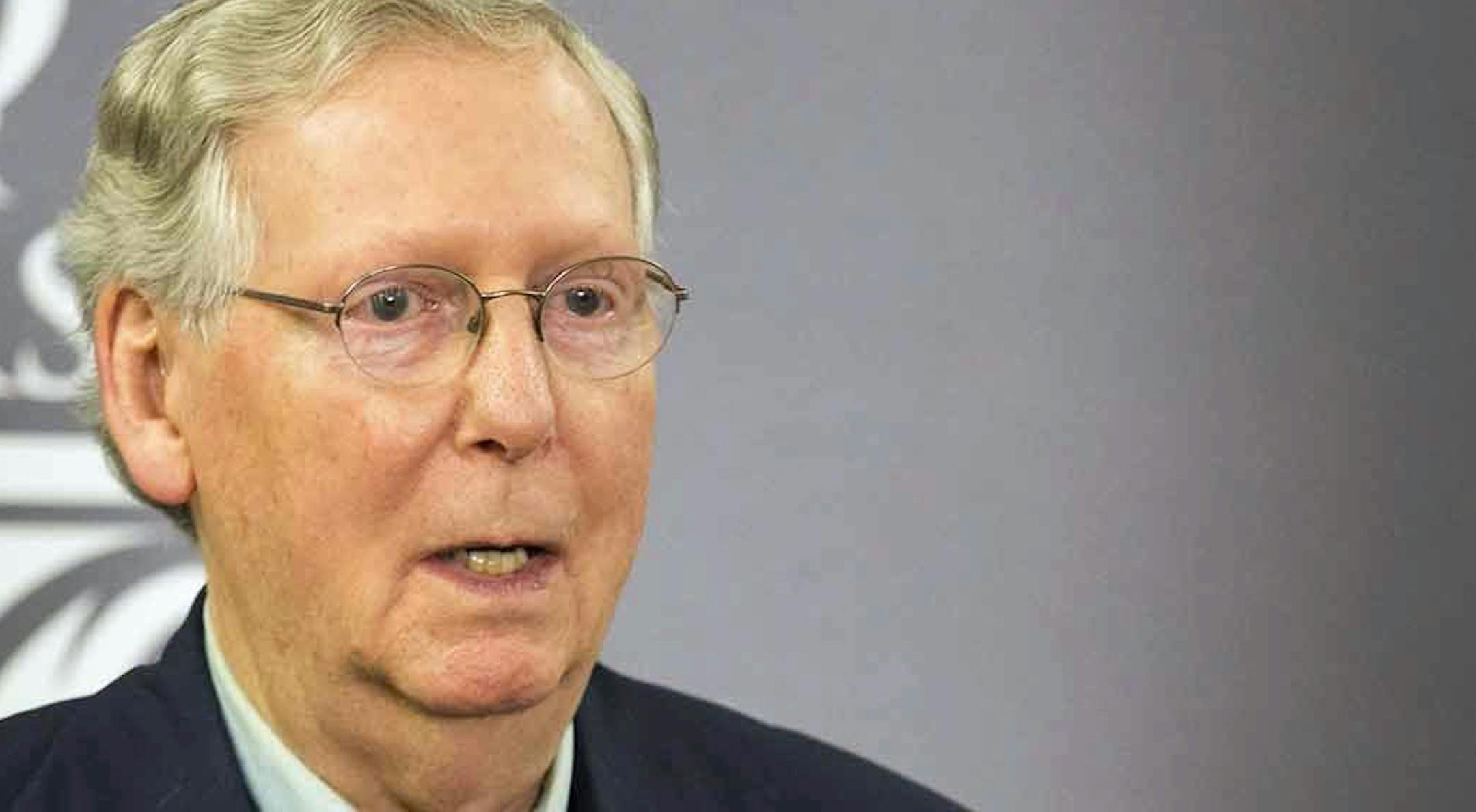 Senate Majority Leader Mitch McConnell, R-Ky., speaks at University of Louisville, Friday, Nov. 11, 2016, in Louisville, Ky. McConnell told reporters on Friday that he asked President-elect Donald Trump to move swiftly in approving construction of the Keystone XL pipeline. (Alton Strupp/The Courier-Journal via AP)