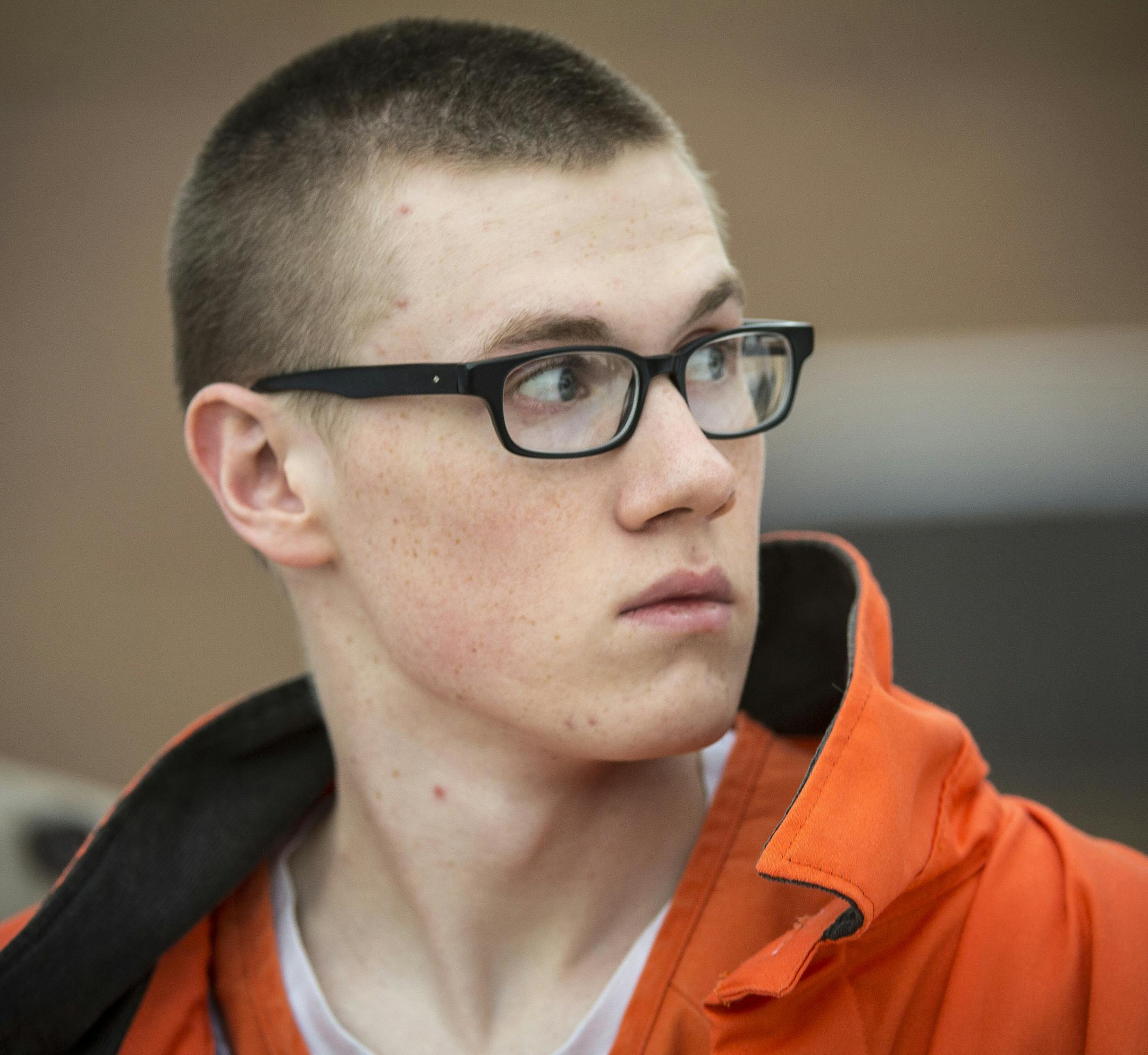 John LaDue was escorted from the county courthouse back to jail after a hearing Wednesday afternoon. ] (AARON LAVINSKY/STAR TRIBUNE) aaron.lavinsky@startribune.com John LaDue was back in Waseca County court for a hearing to decide whether he should be placed in treatment after the state of Georgia recently refused to accept him on Wednesday, Jan. 6, 2015 in Waseca, Minn.